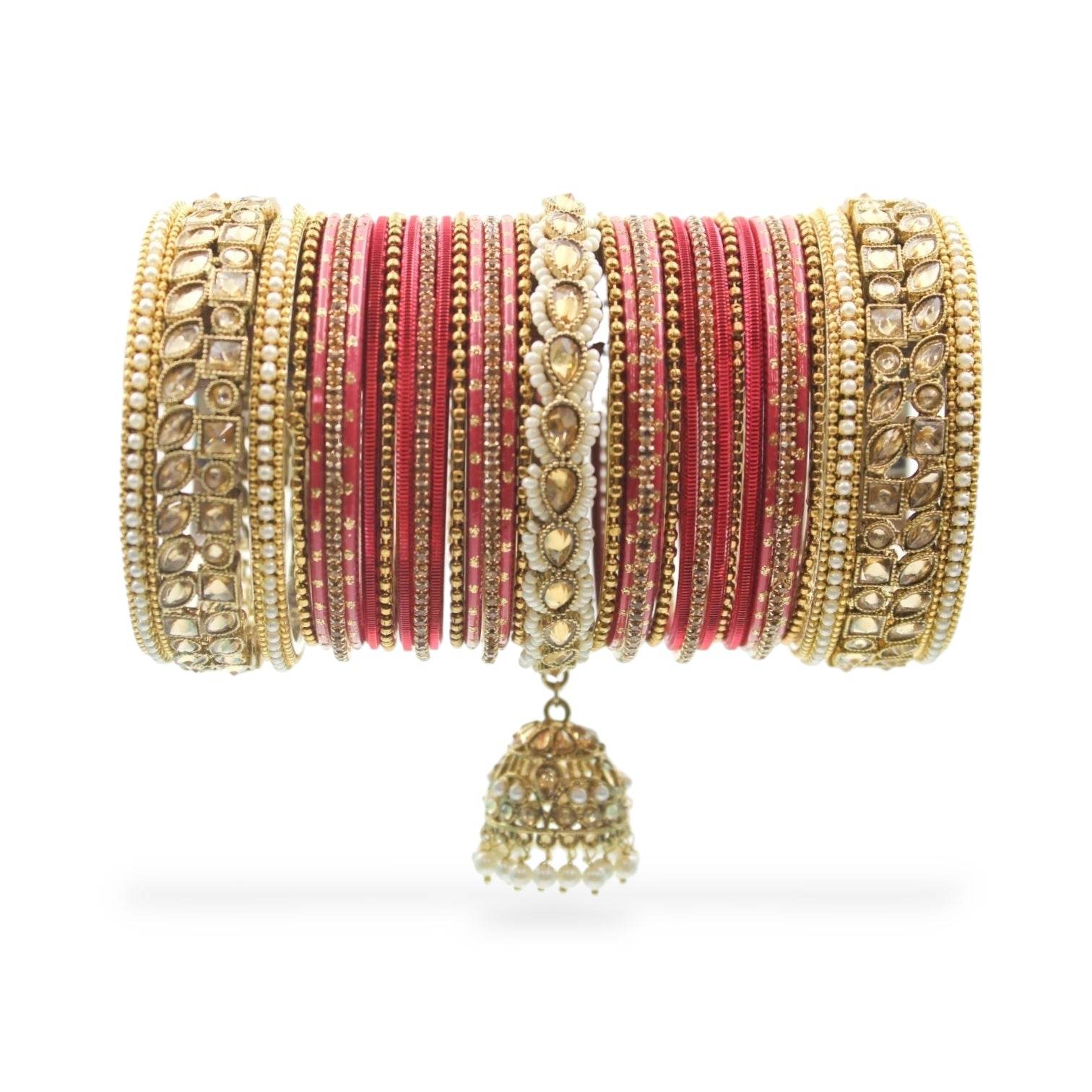 Colourful Jhumki Bangle set with Kundan Border Kada by T4 Jewels Gajri All Bangle Sets T4 Jewels