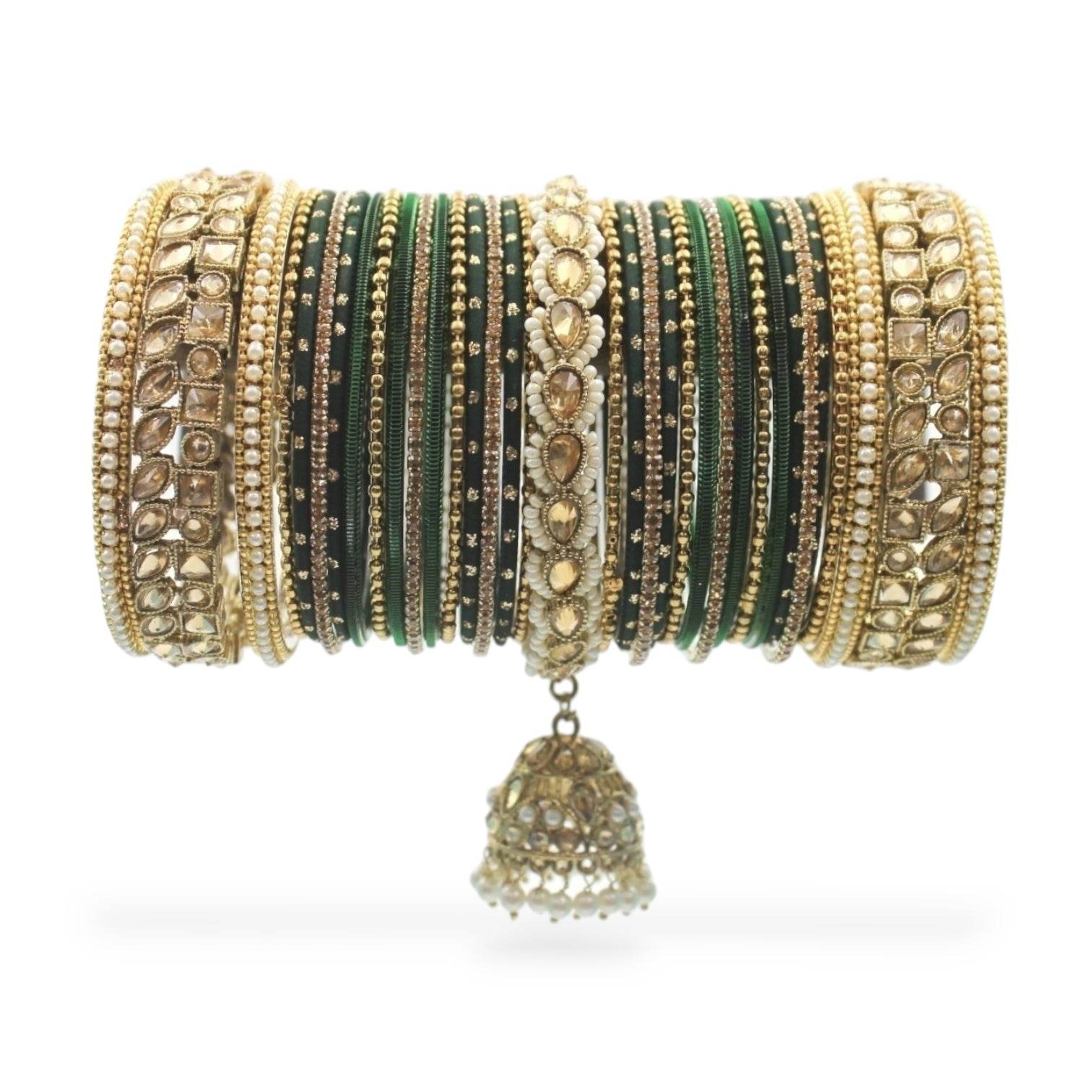 Colourful Jhumki Bangle set with Kundan Border Kada by T4 Jewels Kai All Bangle Sets T4 Jewels