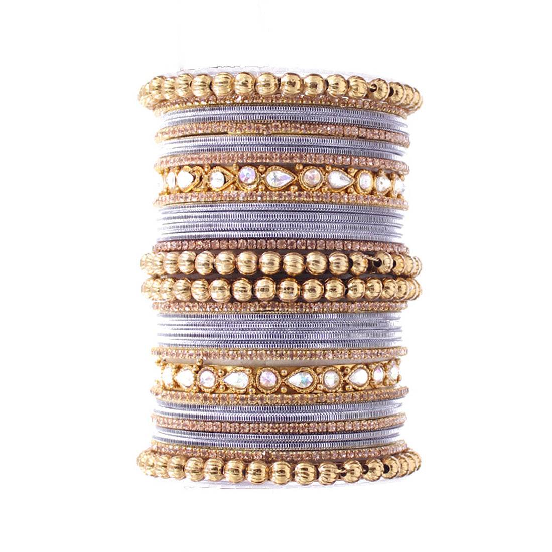 Traditional Ethnic Bangle Set by T4 Jewels for women for both hands Grey All Bangle Sets T4 Jewels