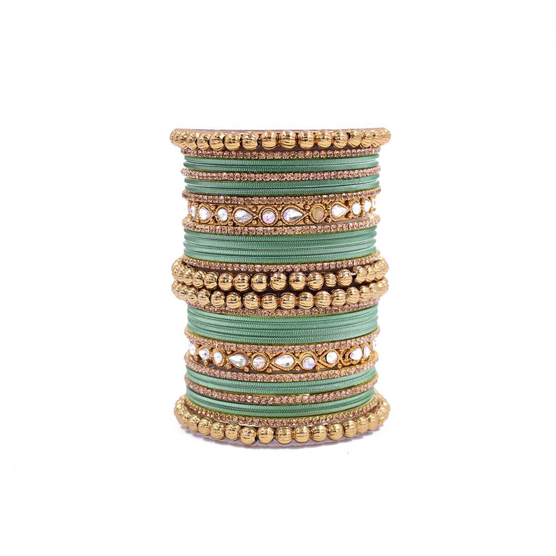 Traditional Ethnic Bangle Set by T4 Jewels for women for both hands Pista All Bangle Sets T4 Jewels