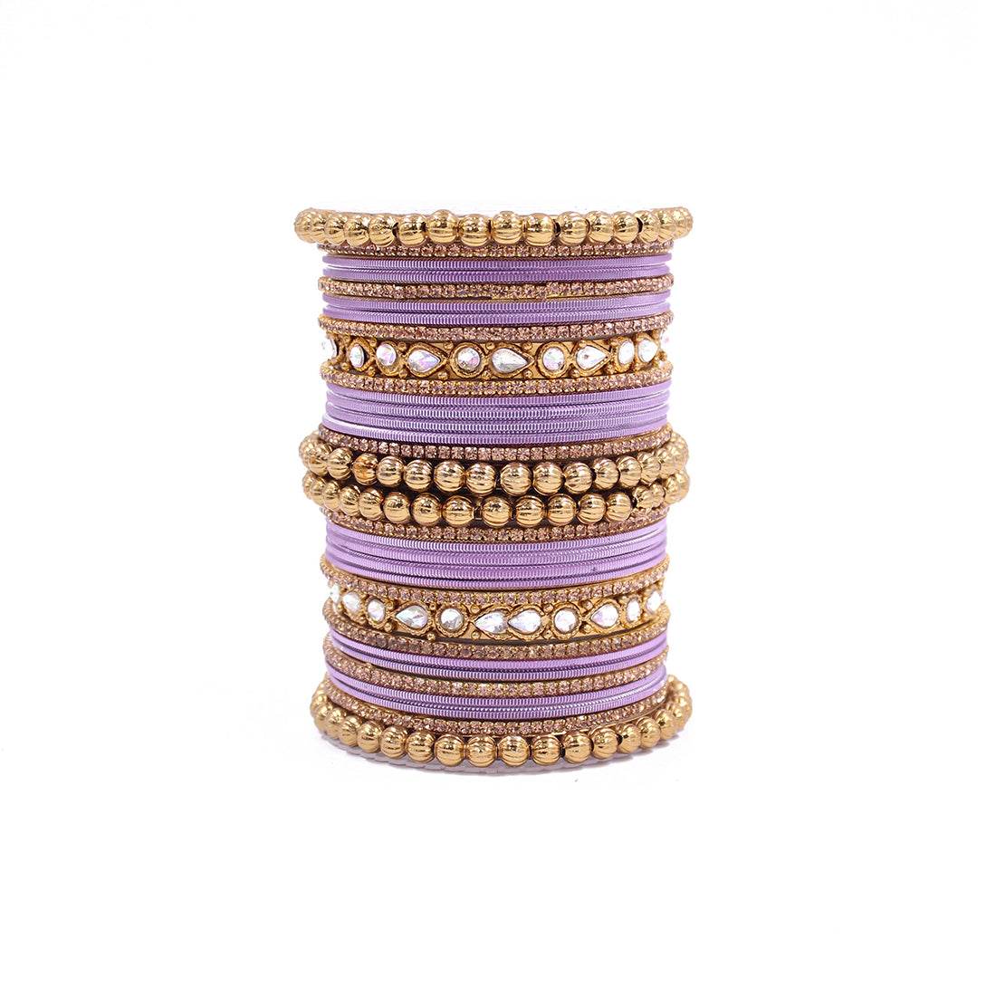 Traditional Ethnic Bangle Set by T4 Jewels for women for both hands Purple All Bangle Sets T4 Jewels
