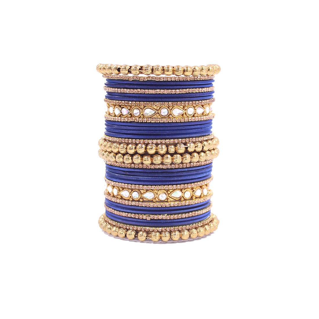 Traditional Ethnic Bangle Set by T4 Jewels for women for both hands Blue All Bangle Sets T4 Jewels