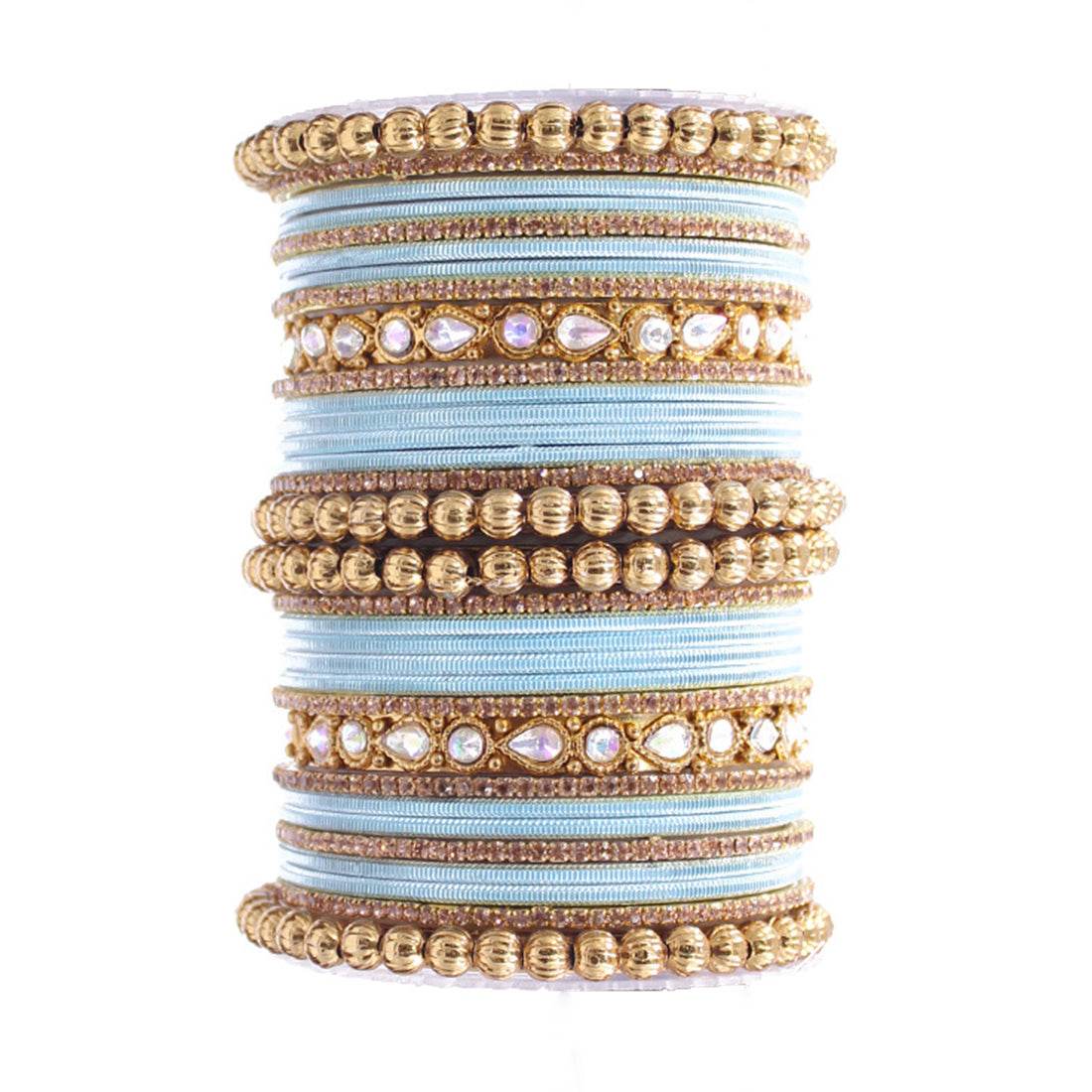 Traditional Ethnic Bangle Set by T4 Jewels for women for both hands Sky Blue All Bangle Sets T4 Jewels