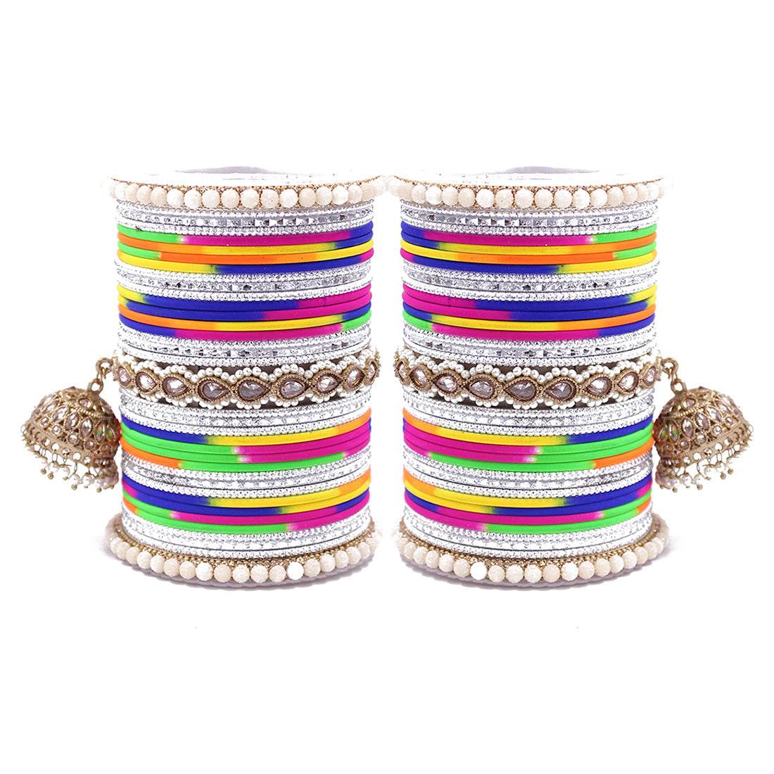 Traditional Ethnic Bangle Set with Jhumki by T4 Jewels for women Multi All Bangle Sets T4 Jewels