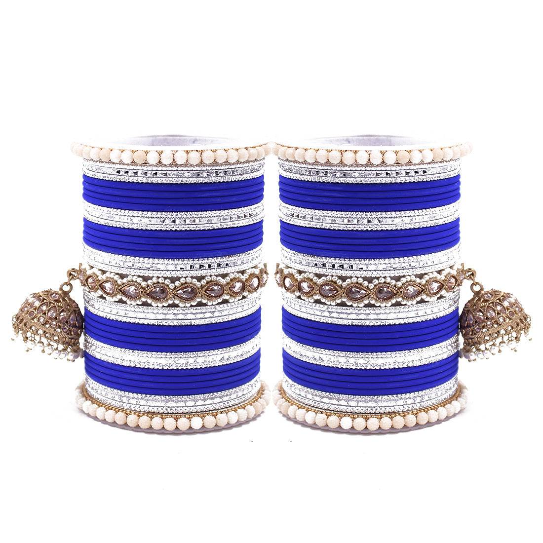 Traditional Ethnic Bangle Set with Jhumki by T4 Jewels for women Royal Blue All Bangle Sets T4 Jewels