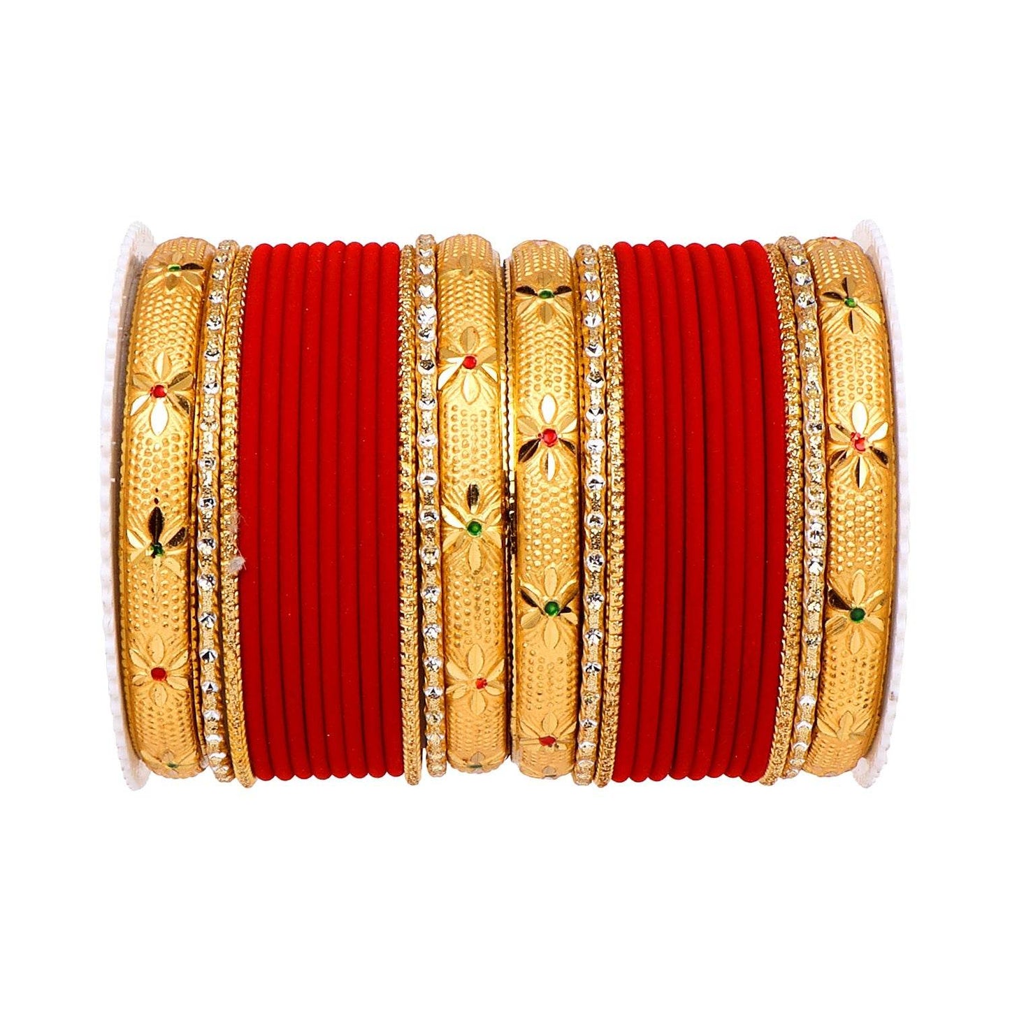 Matte Bangle Set with Golden Meenakari Kada by T4 Jewels Maroon All Bangle Sets T4 Jewels
