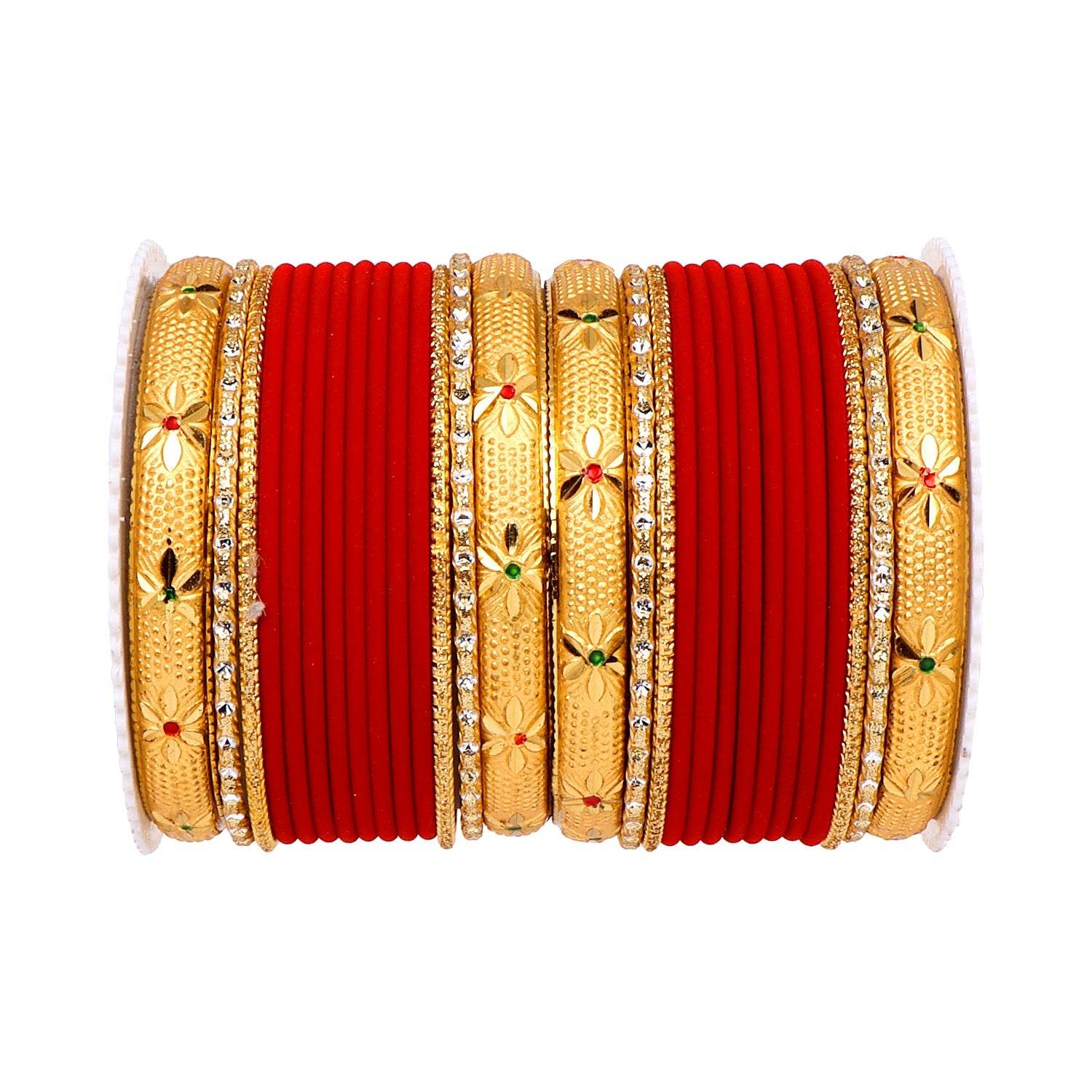 Matte Bangle Set with Golden Meenakari Kada by T4 Jewels Maroon All Bangle Sets T4 Jewels
