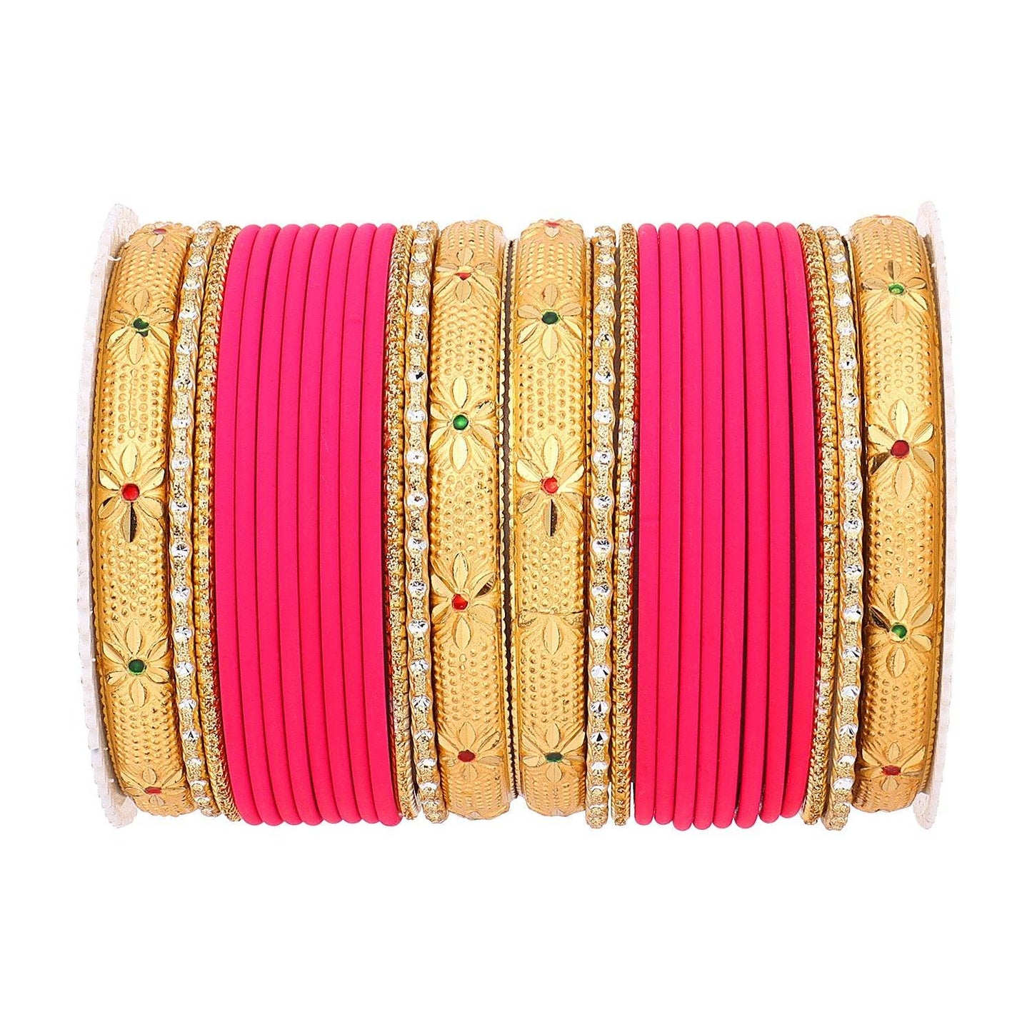 Matte Bangle Set with Golden Meenakari Kada by T4 Jewels Rani All Bangle Sets T4 Jewels