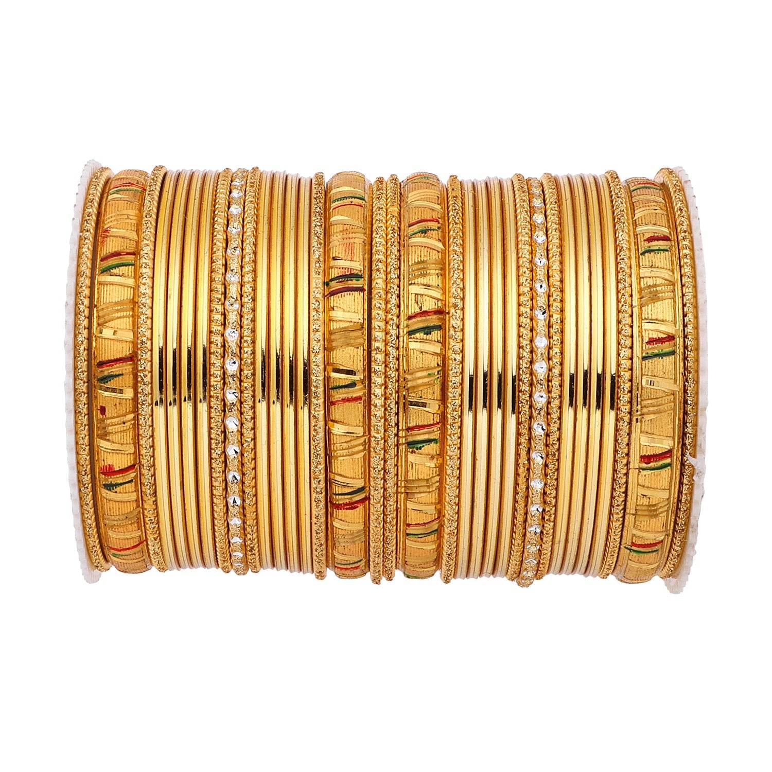 Shining Bangle Set with Golden Meenakari Kada by T4 Jewels Golden All Bangle Sets T4 Jewels