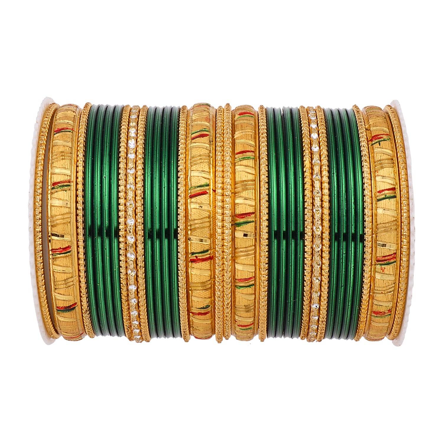 Shining Bangle Set with Golden Meenakari Kada by T4 Jewels Kai All Bangle Sets T4 Jewels