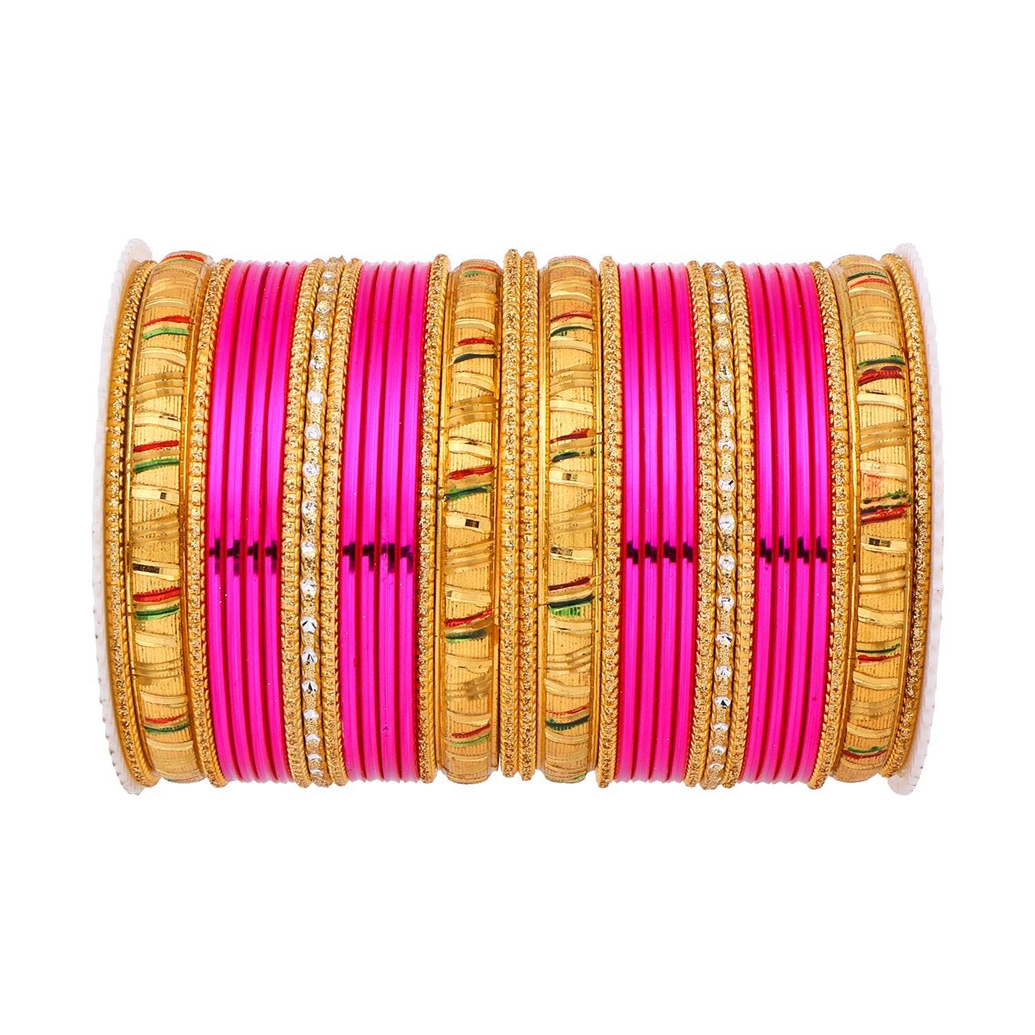 Shining Bangle Set with Golden Meenakari Kada by T4 Jewels Rani All Bangle Sets T4 Jewels