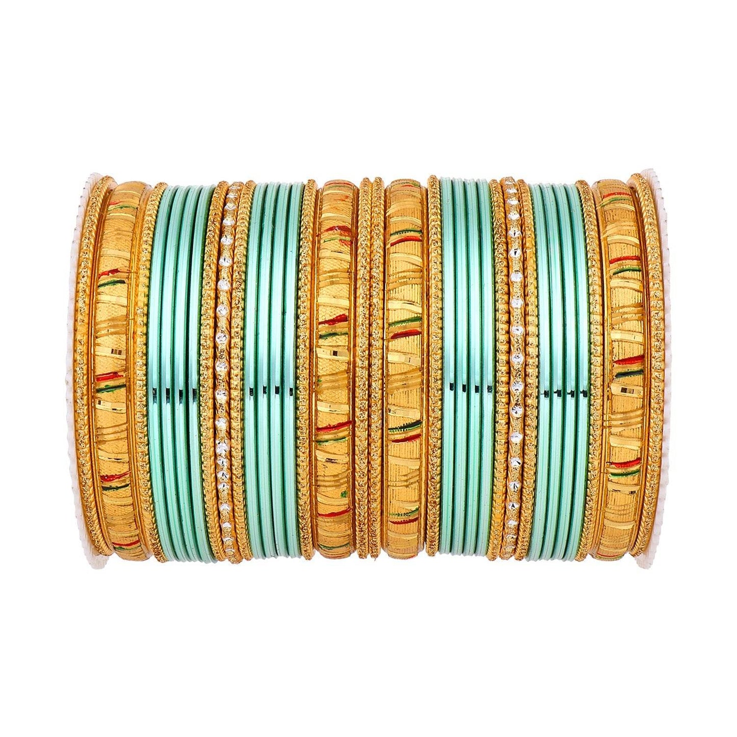 Shining Bangle Set with Golden Meenakari Kada by T4 Jewels Surf All Bangle Sets T4 Jewels