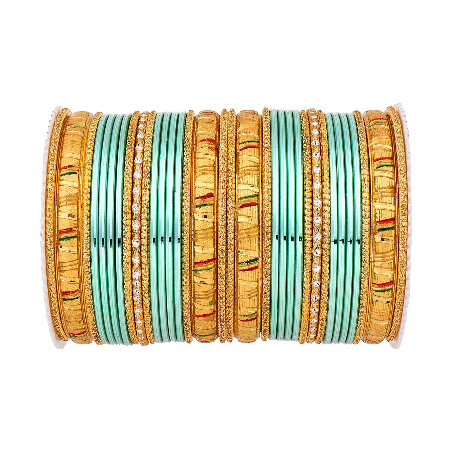 Shining Bangle Set with Golden Meenakari Kada by T4 Jewels Surf All Bangle Sets T4 Jewels