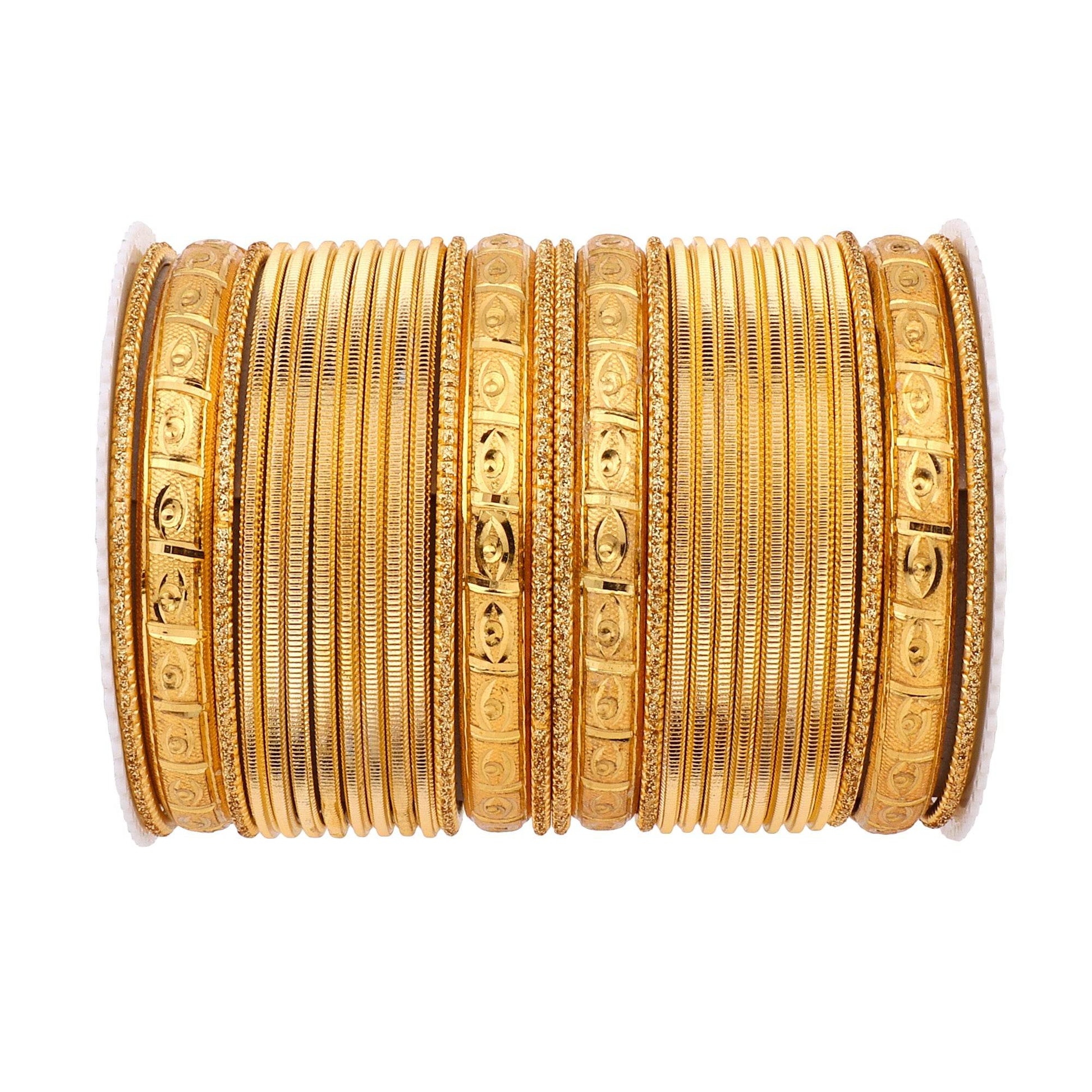 Bangle Set with Golden Etching Kada by T4 Jewels Golden All Bangle Sets T4 Jewels