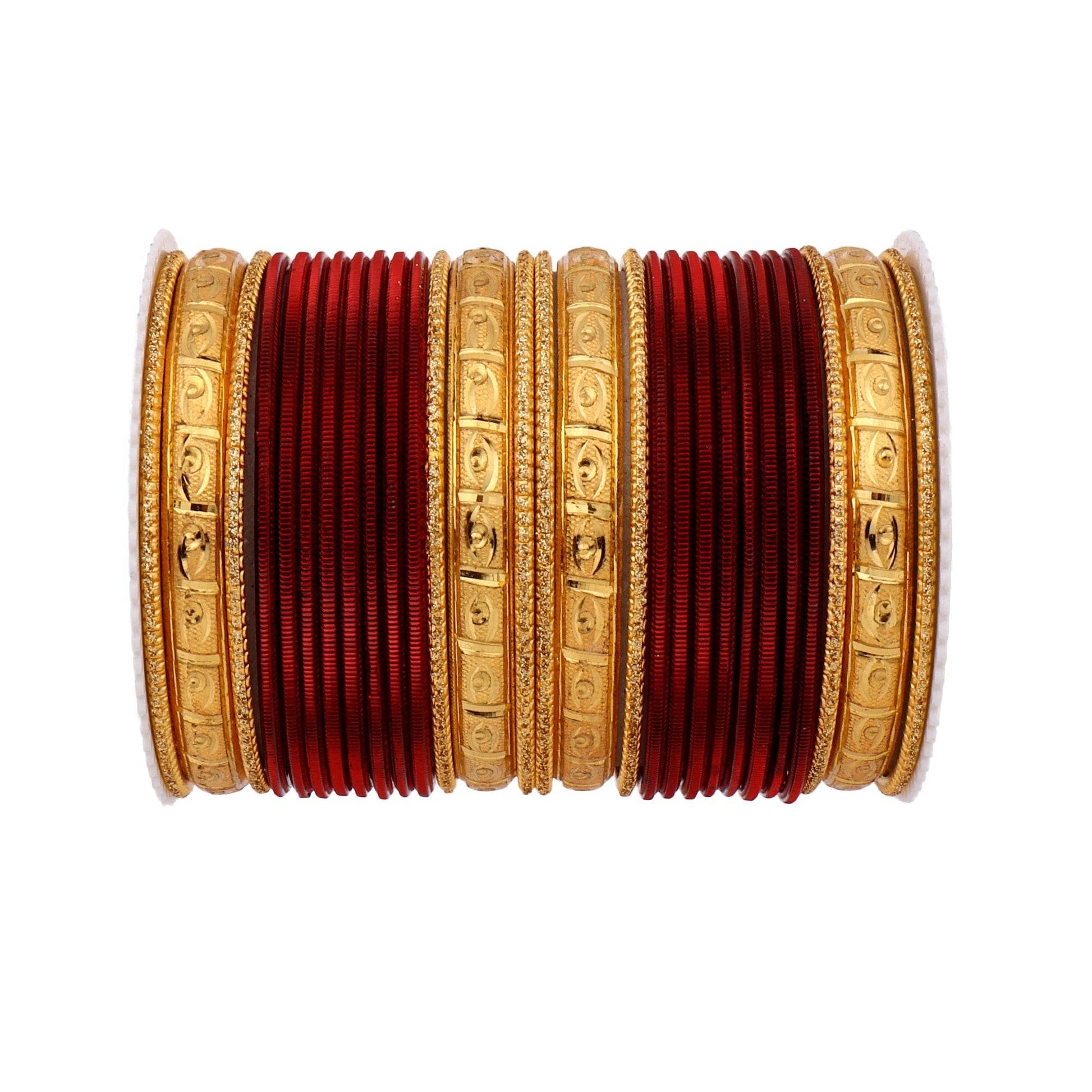 Bangle Set with Golden Etching Kada by T4 Jewels Maroon All Bangle Sets T4 Jewels