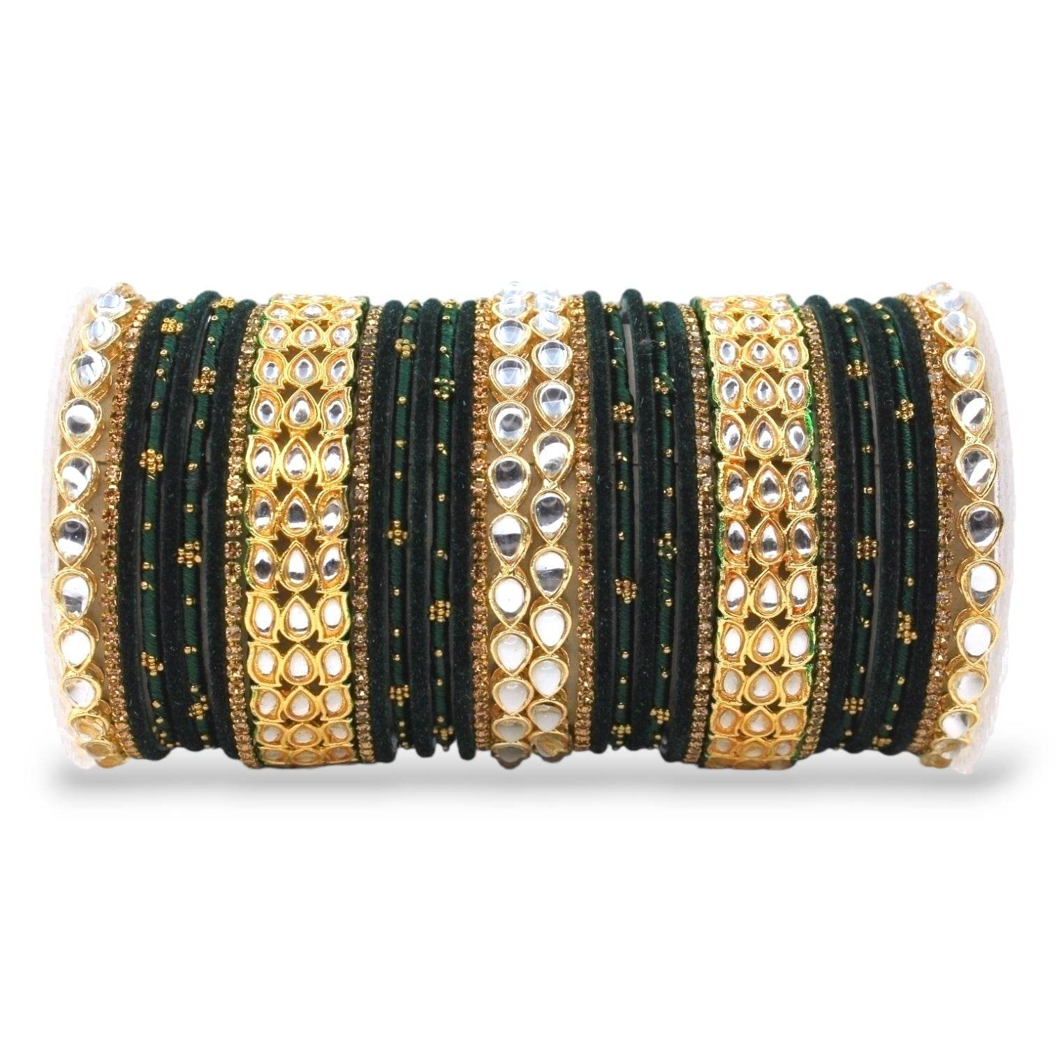 Rich Texture bangle set with Silk thread Bangles and Kundan Kada by T4 Jewels Kai All Bangle Sets T4 Jewels