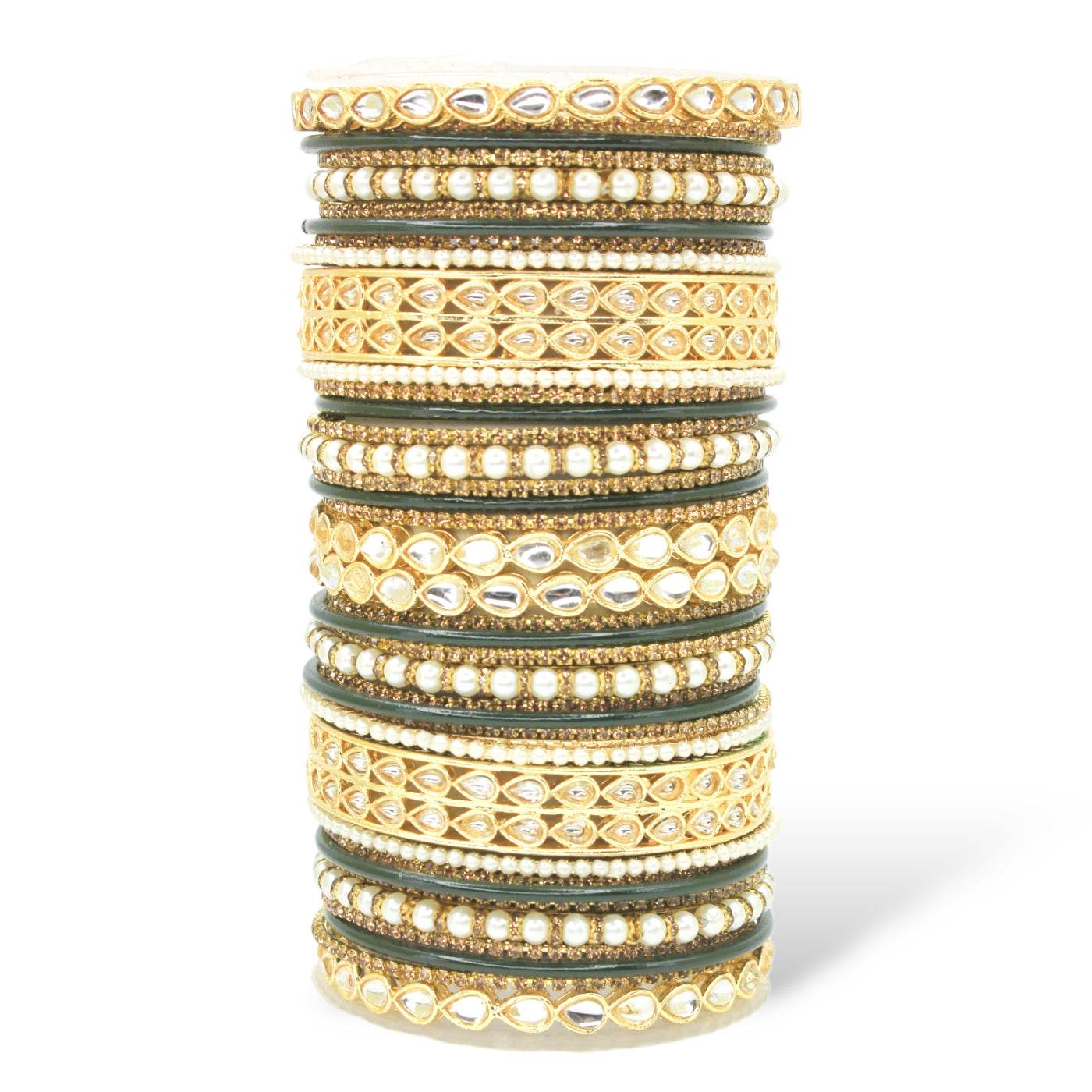 Matte Texture bangle set with Kundan Kada by T4 Jewels Kai All Bangle Sets T4 Jewels