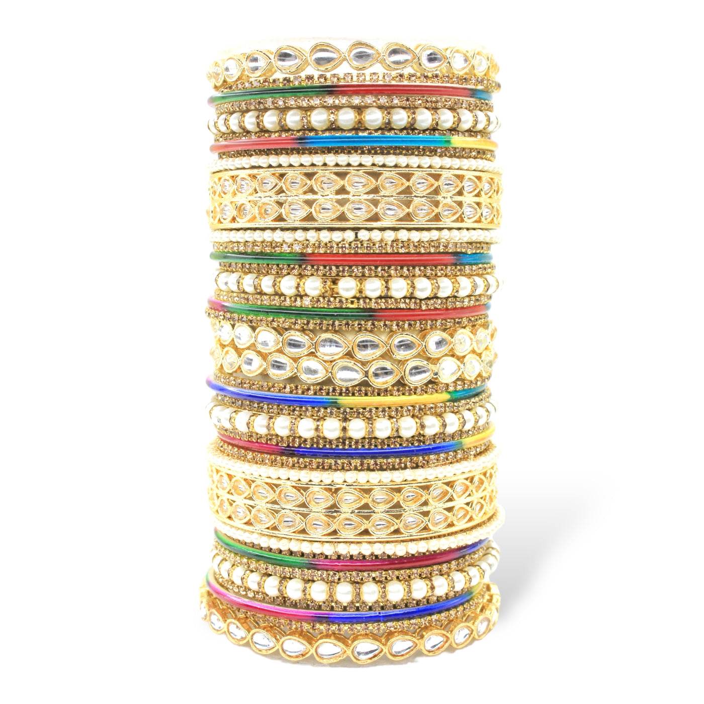 Matte Texture bangle set with Kundan Kada by T4 Jewels Multi All Bangle Sets T4 Jewels