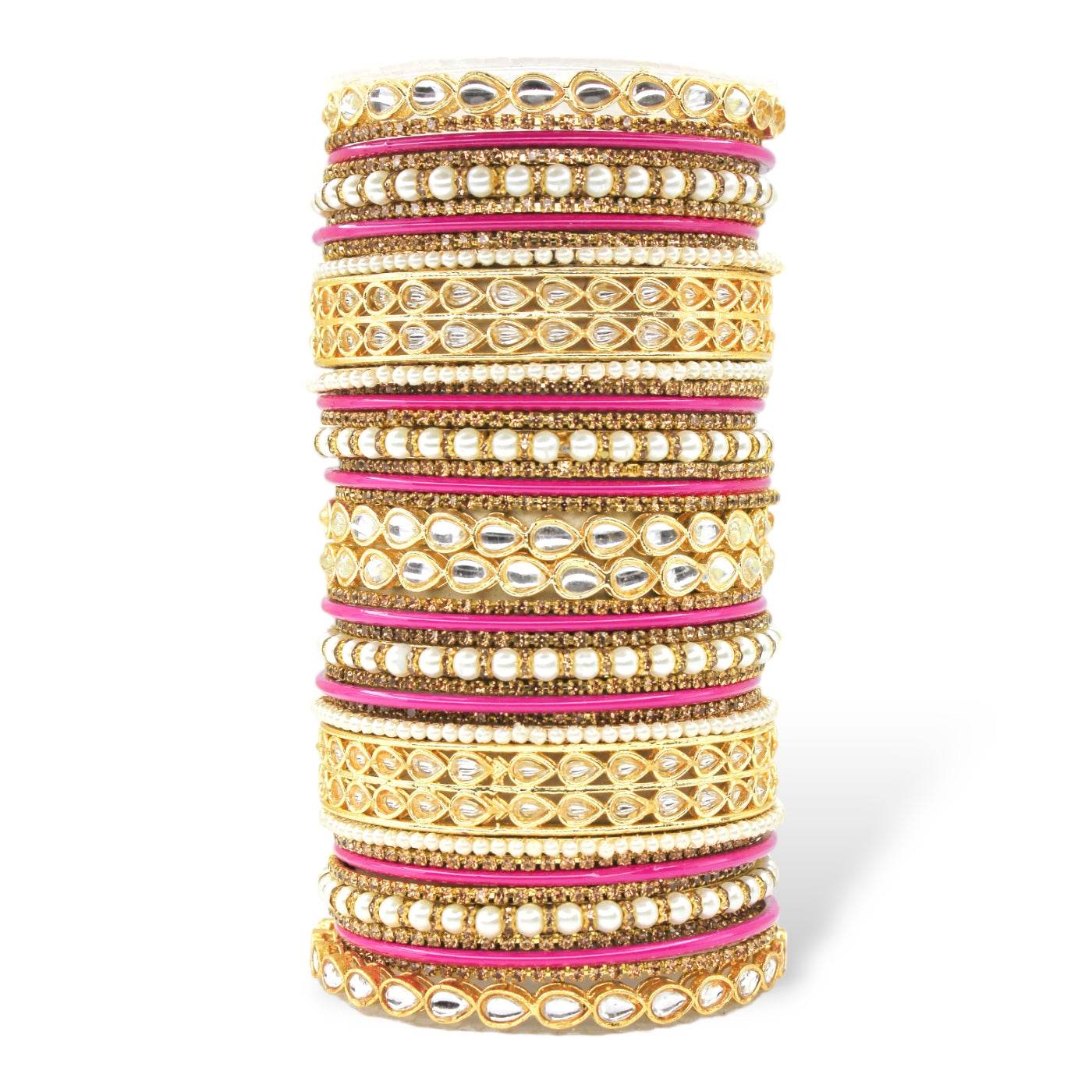 Matte Texture bangle set with Kundan Kada by T4 Jewels Rani All Bangle Sets T4 Jewels