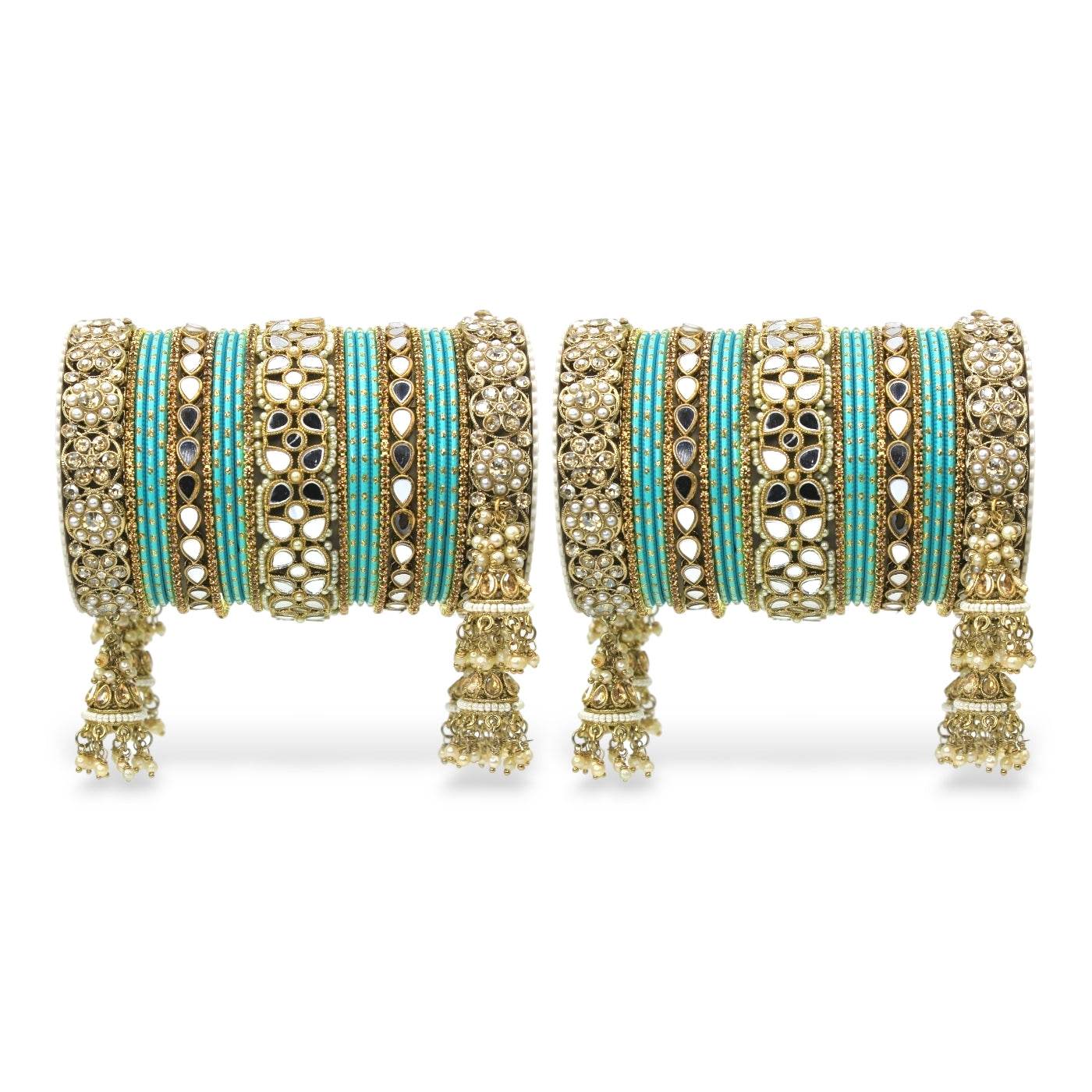 Mirror Style Bangle set with Jhumki for two hands by T4 Jewels Santro All Bangle Sets T4 Jewels