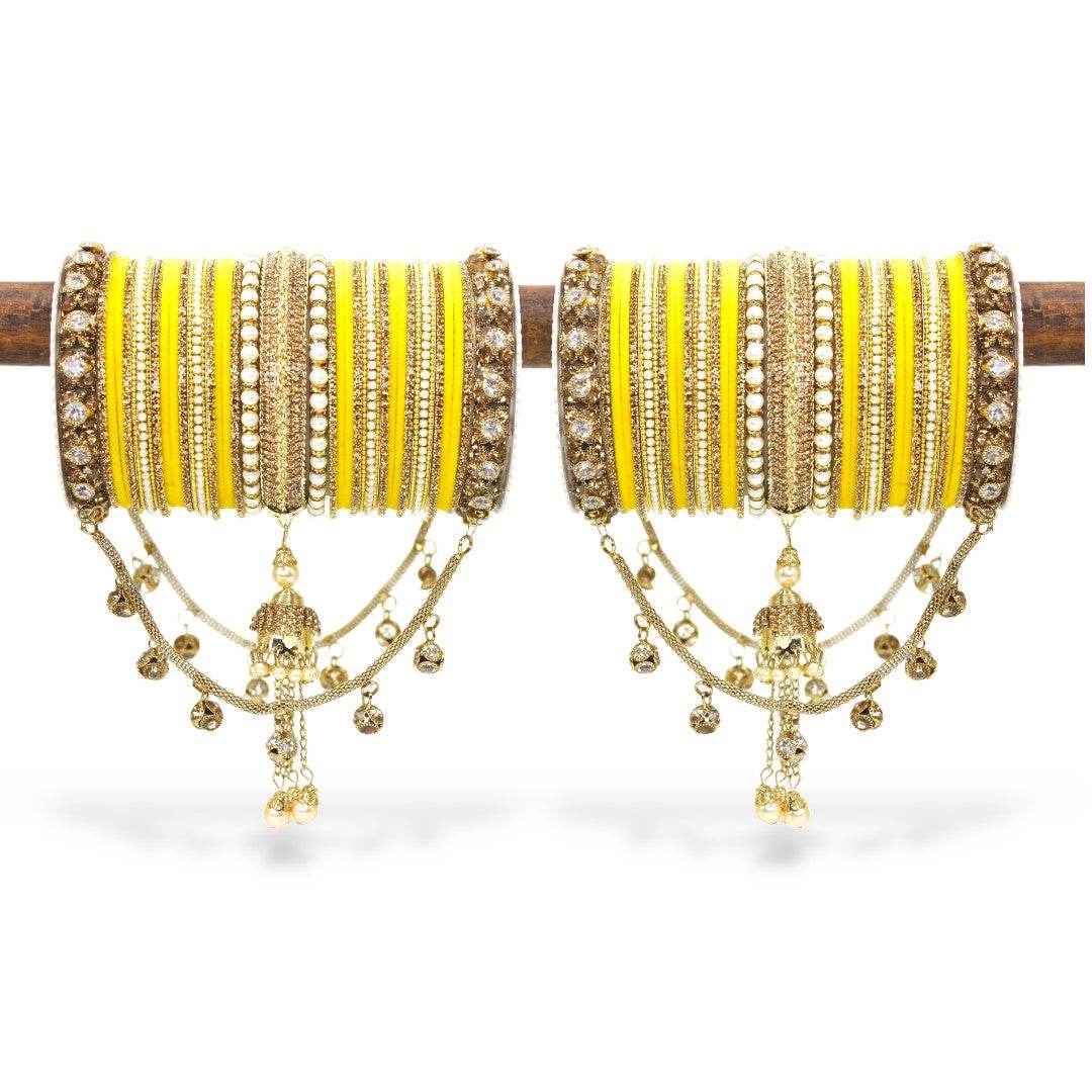 Bridal Jhoola Style Bangle set for two hands by T4 Jewels Yellow All Bangle Sets T4 Jewels