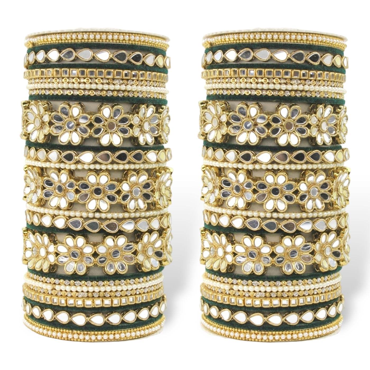 Mirrored Bridal Bangle Set with Silk thread Bangles by T4 Jewels Kai All Bangle Sets T4 Jewels
