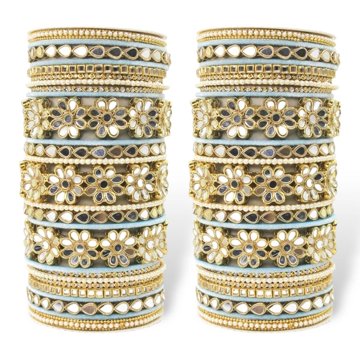 Mirrored Bridal Bangle Set with Silk thread Bangles by T4 Jewels Surf All Bangle Sets T4 Jewels