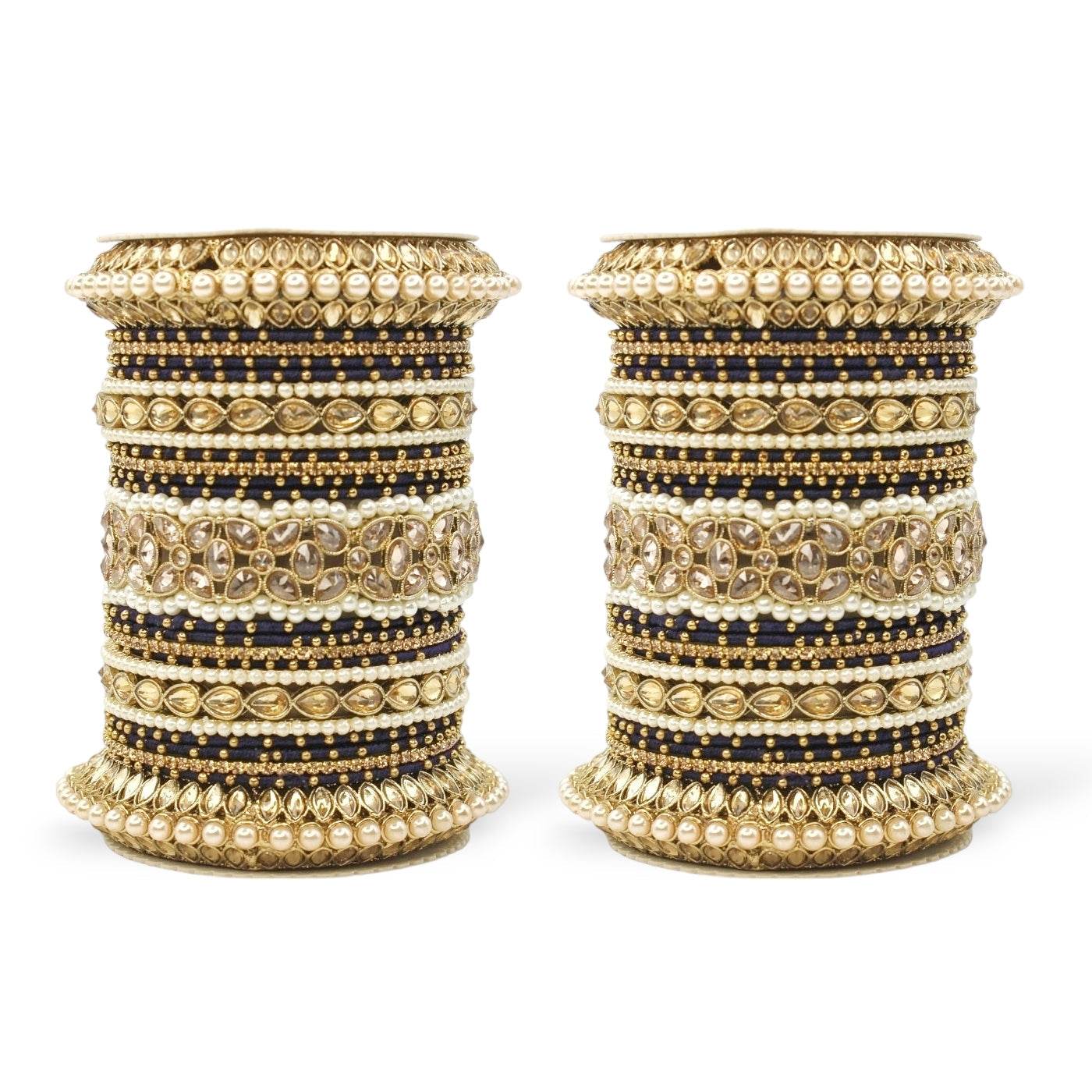 Beautiful Bridal Bangle Set with Pacheli Kada by T4 Jewels Black All Bangle Sets T4 Jewels