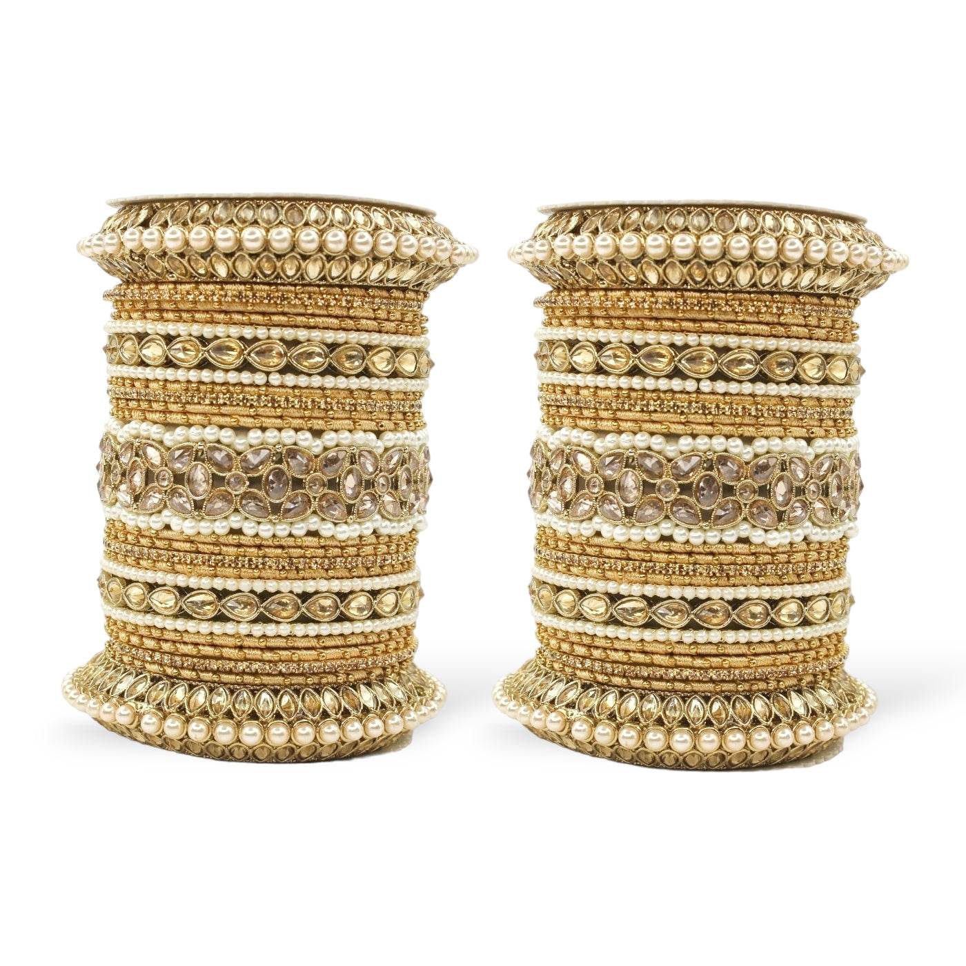 Beautiful Bridal Bangle Set with Pacheli Kada by T4 Jewels Golden All Bangle Sets T4 Jewels