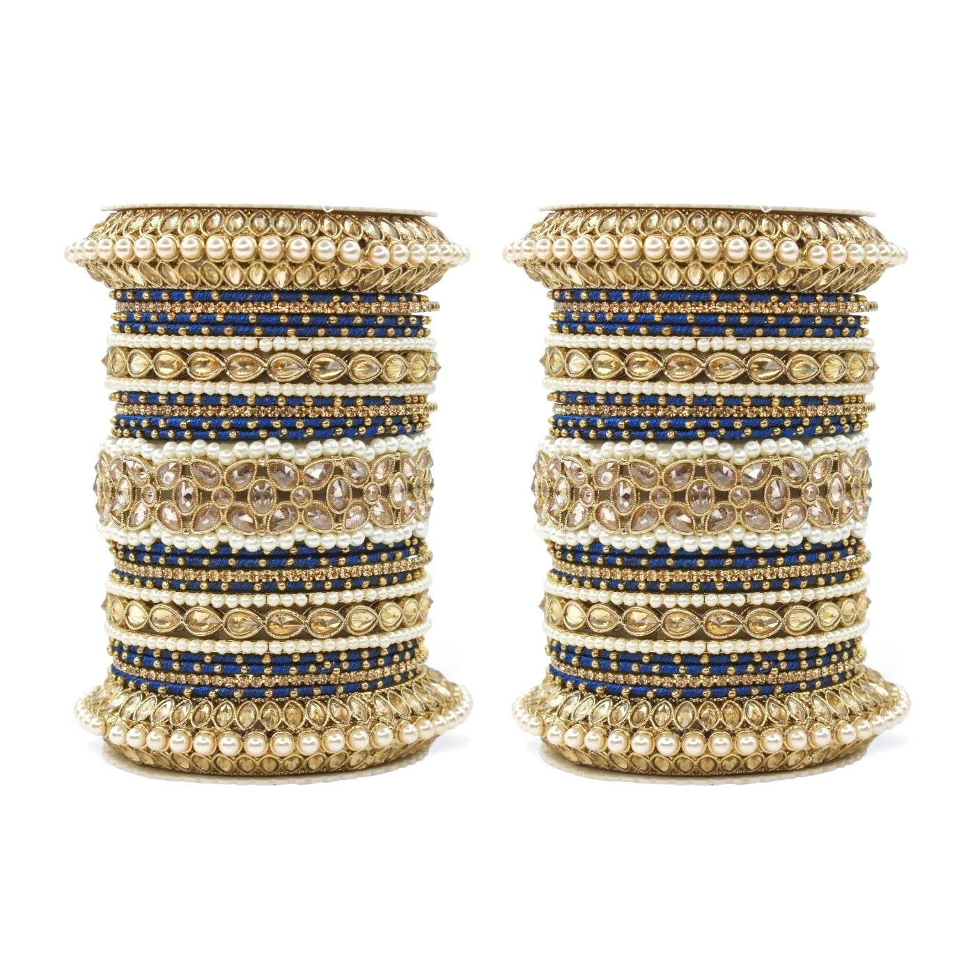 Beautiful Bridal Bangle Set with Pacheli Kada by T4 Jewels Royal blue All Bangle Sets T4 Jewels