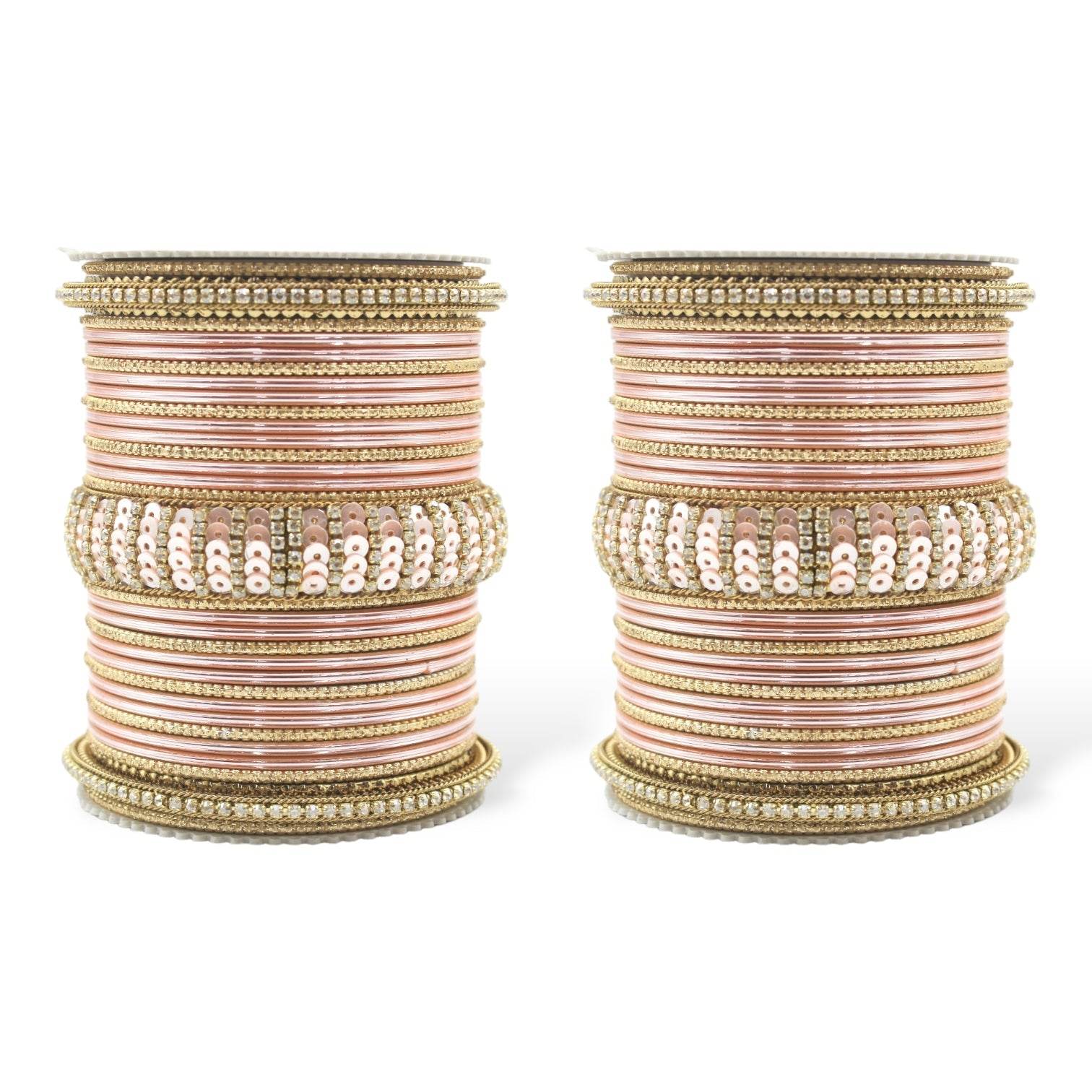 Beautiful Partywear Bangle set with Sequence Work Peach All Bangle Sets T4 Jewels