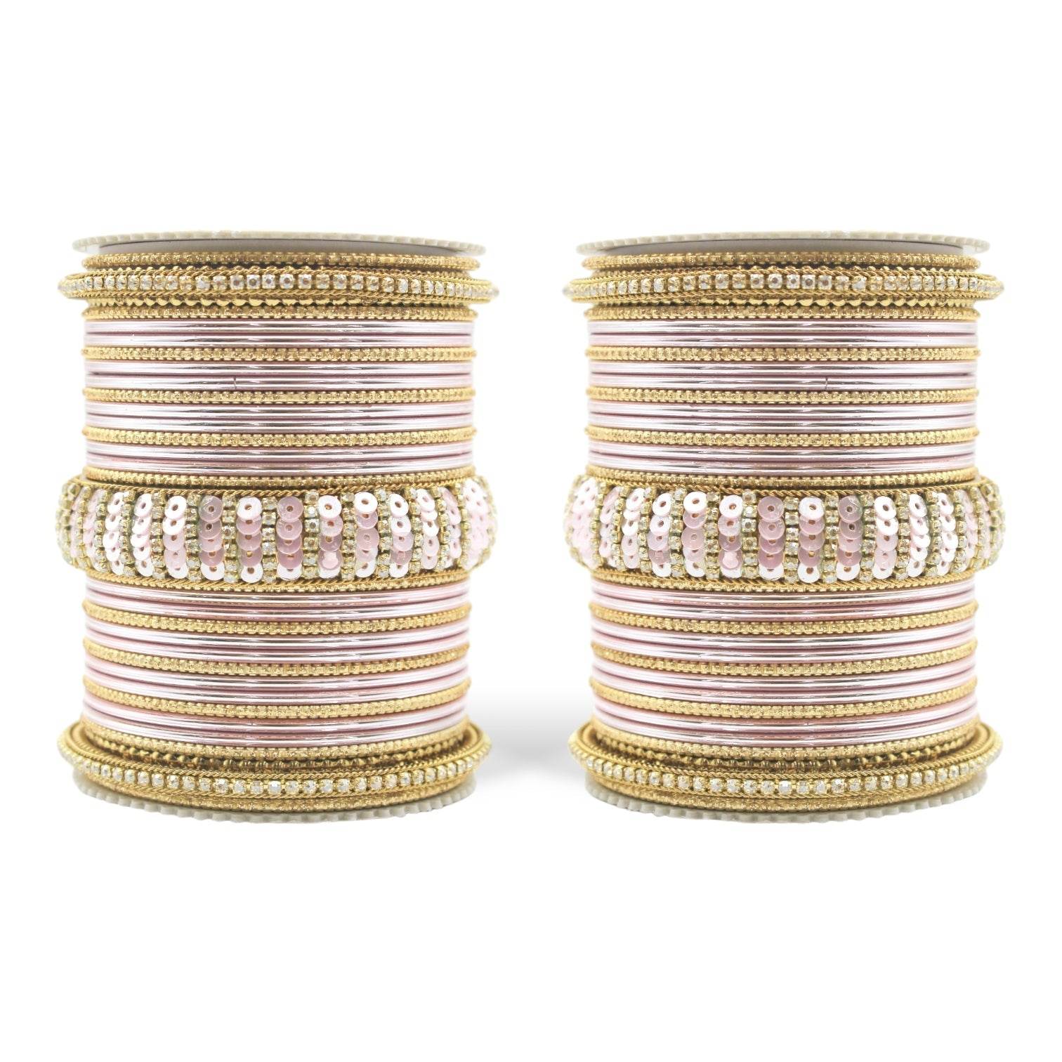 Beautiful Partywear Bangle set with Sequence Work Pink All Bangle Sets T4 Jewels