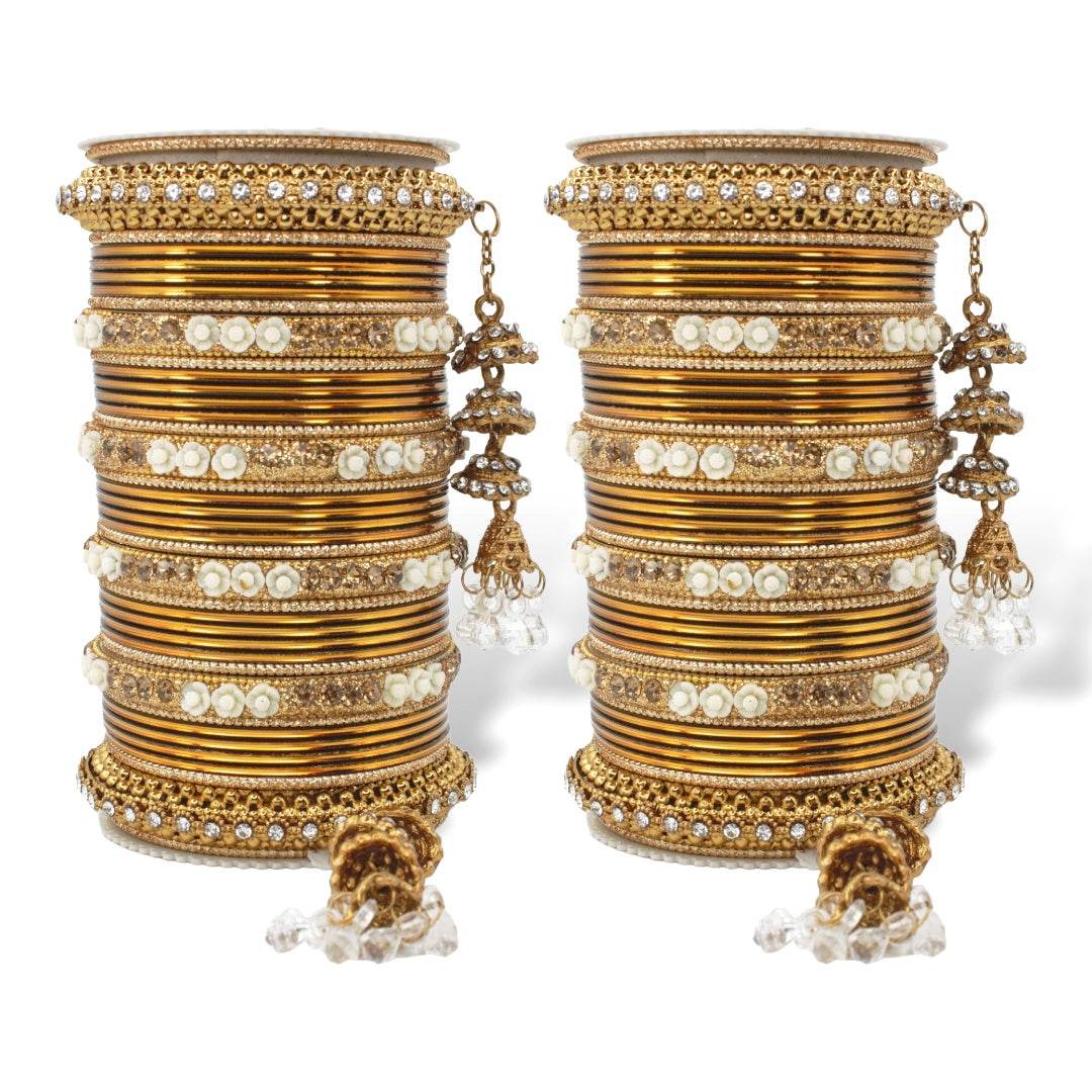 Antique Jhumki Latkan Bangle set for two hands by T4 Jewels Antique All Bangle Sets T4 Jewels