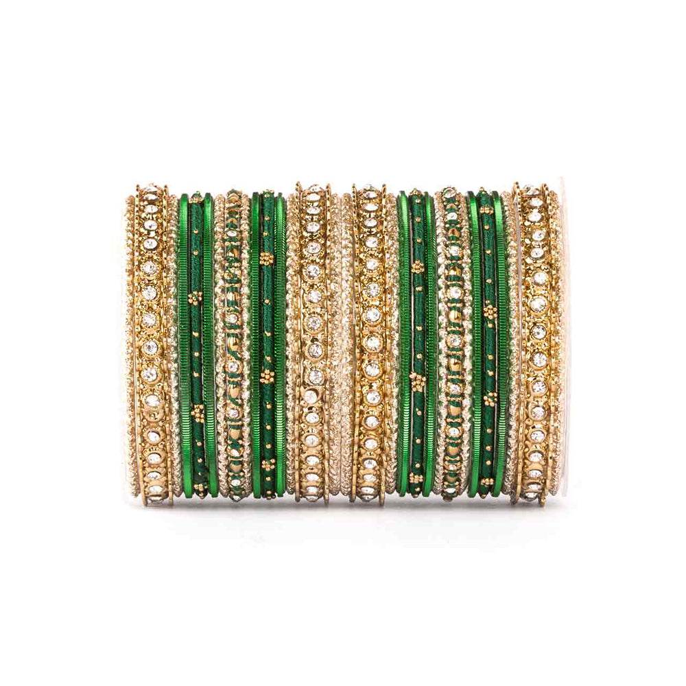Elegant Colored Thread Bangle Set Green All Bangle Sets T4 Jewels