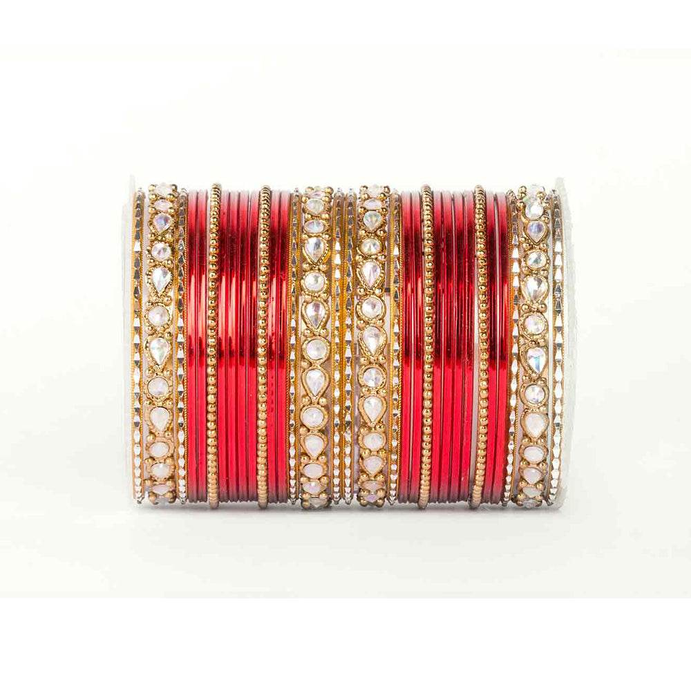 Kundan Gold Plating Bangle Set Red All Bangle Sets T4 Jewels