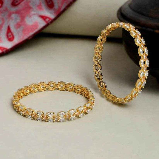Gold Plated American Daimond Bangle Classic (AD-0014) AD Bangles T4 Jewels