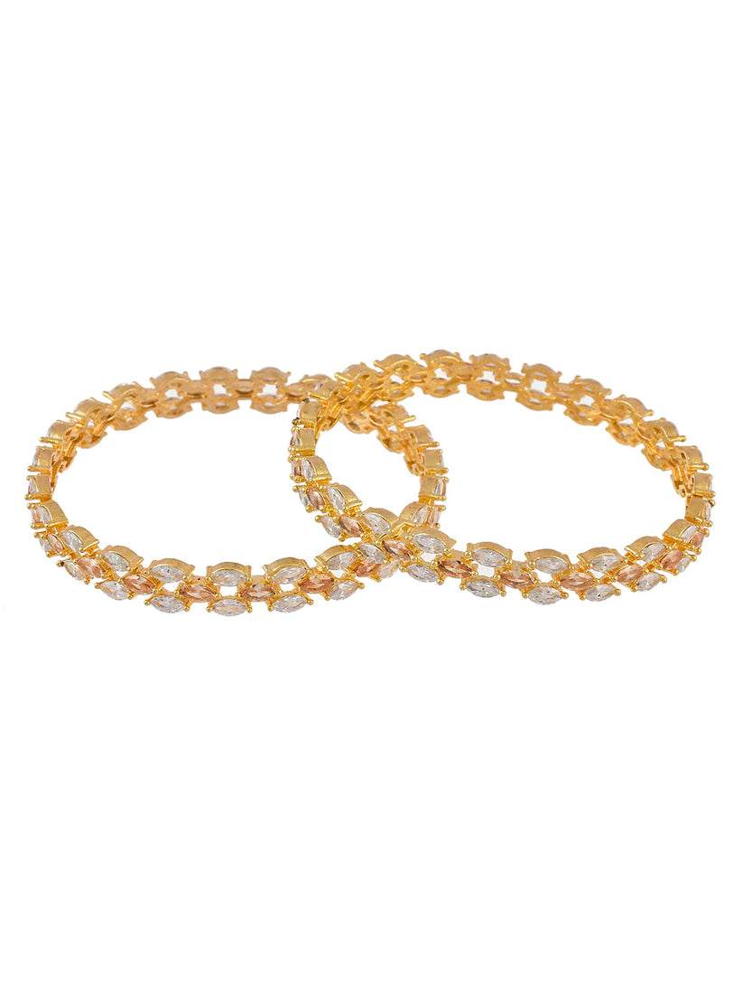 Gold Plated American Daimond Bangle Classic (AD-0014) AD Bangles T4 Jewels