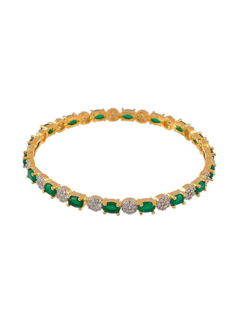 Set of 2 Emerald Green AD Handcrafted Classic Bangles (AD-0015) AD Bangles T4 Jewels