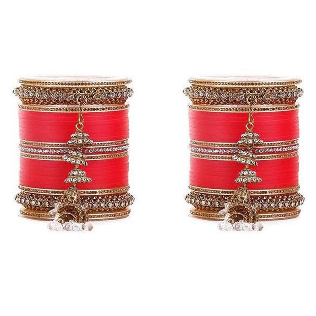 Beautiful Marriage Chura With Jhumki And Latkan Red Bridal Chuda T4 Jewels
