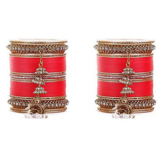 Beautiful Marriage Chura With Jhumki And Latkan Red Bridal Chuda T4 Jewels