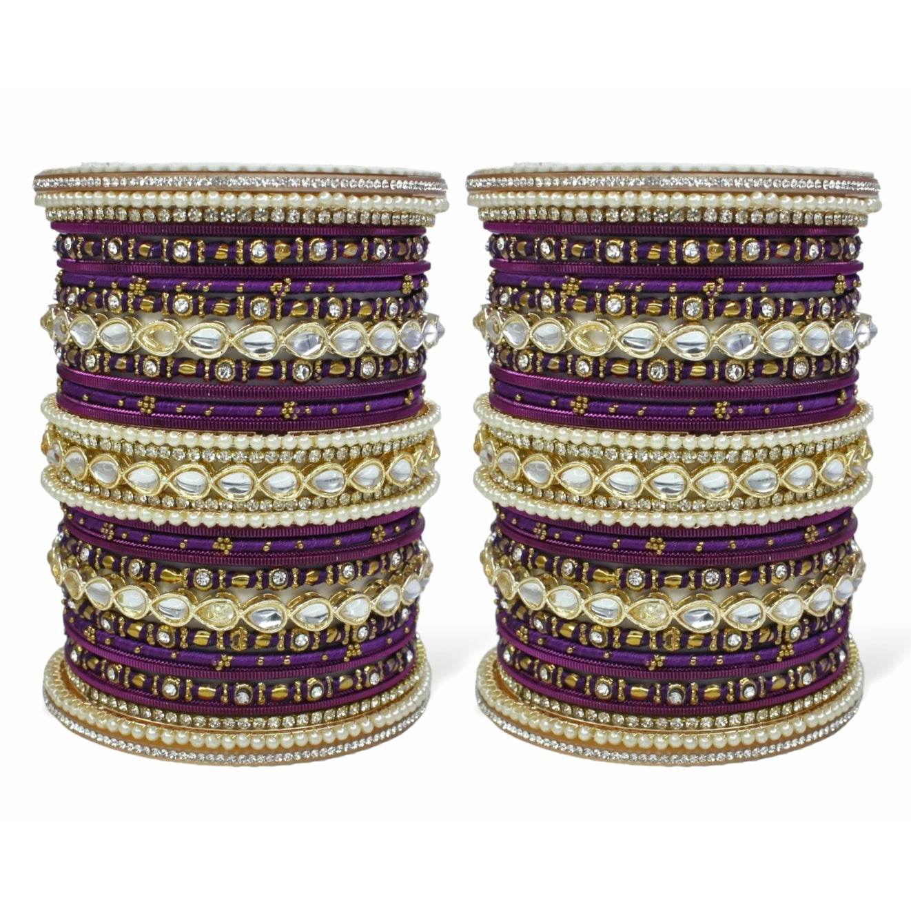Bridal Bangle Set with Kundan Kangan by T4 Jewels Phalsa All Bangle Sets T4 Jewels