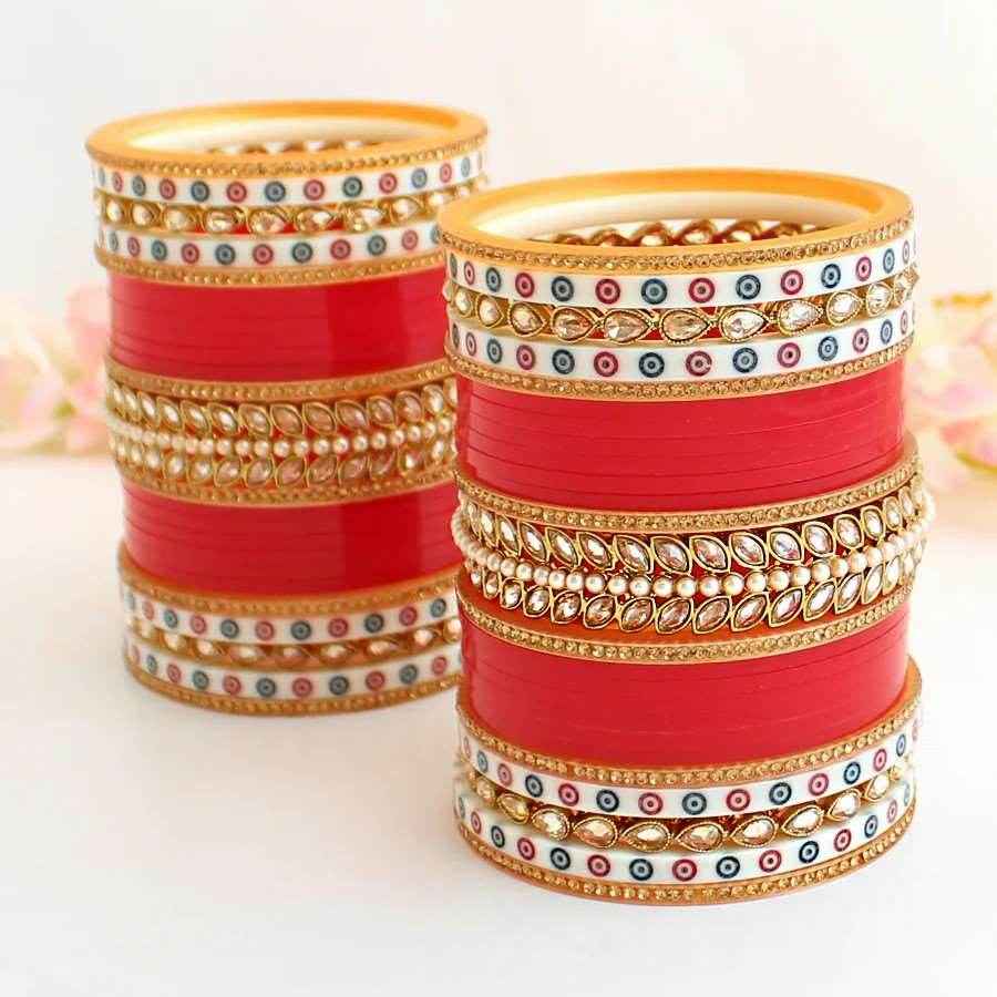 T4 Jewels Red Color Premium Bridal Chuda -Availbale In All Sizes (CH16Z) Bridal Chuda T4 Jewels
