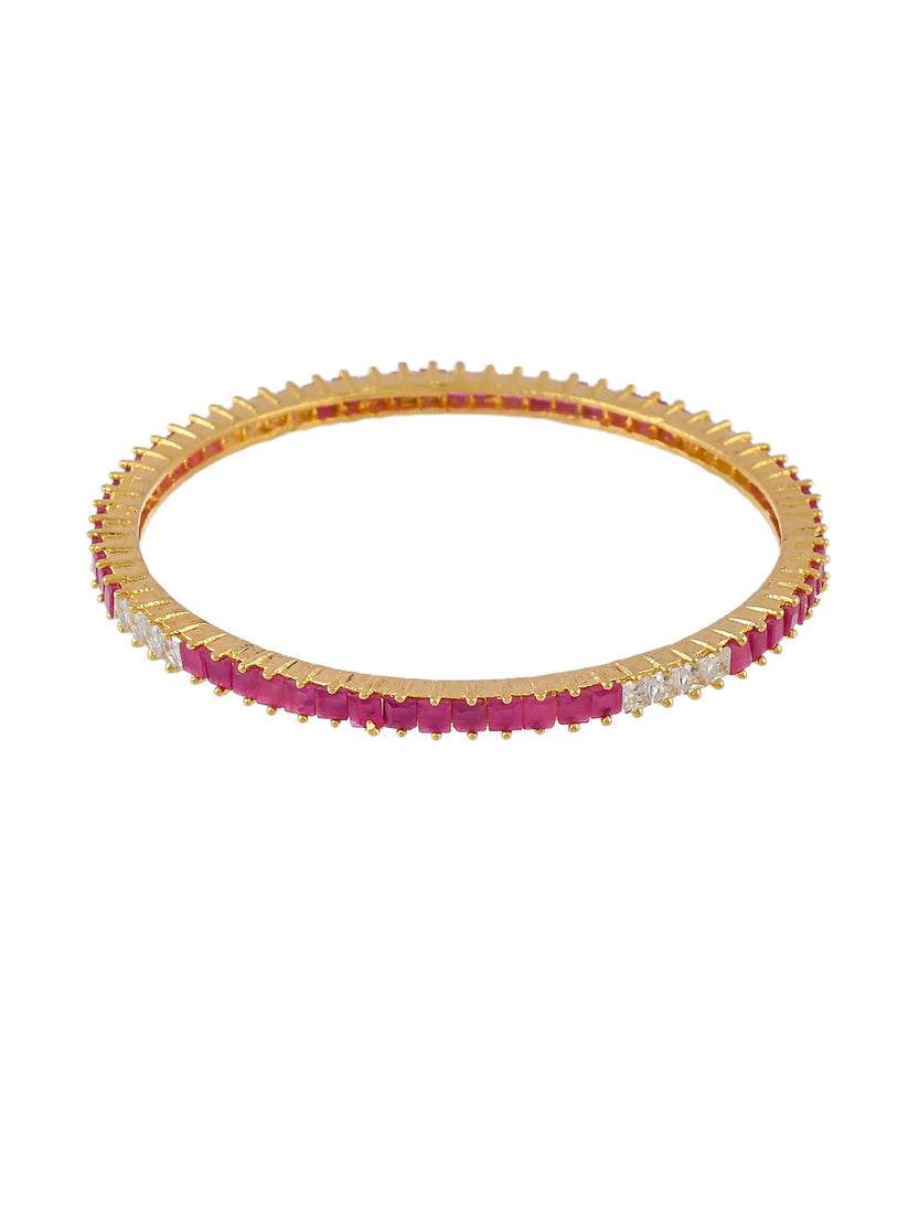 Set of 2 Faux Ruby American Diamond Bangles For Women(AD-0016) AD Bangles T4 Jewels