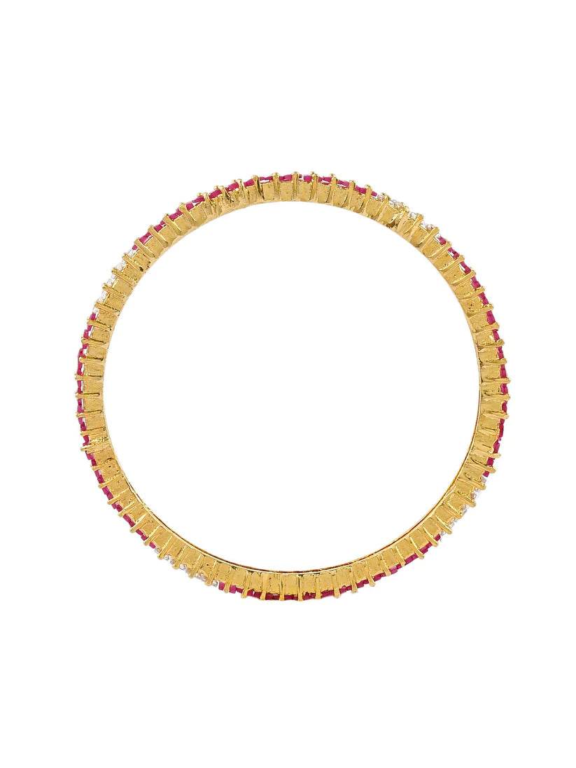 Set of 2 Faux Ruby American Diamond Bangles For Women(AD-0016) AD Bangles T4 Jewels