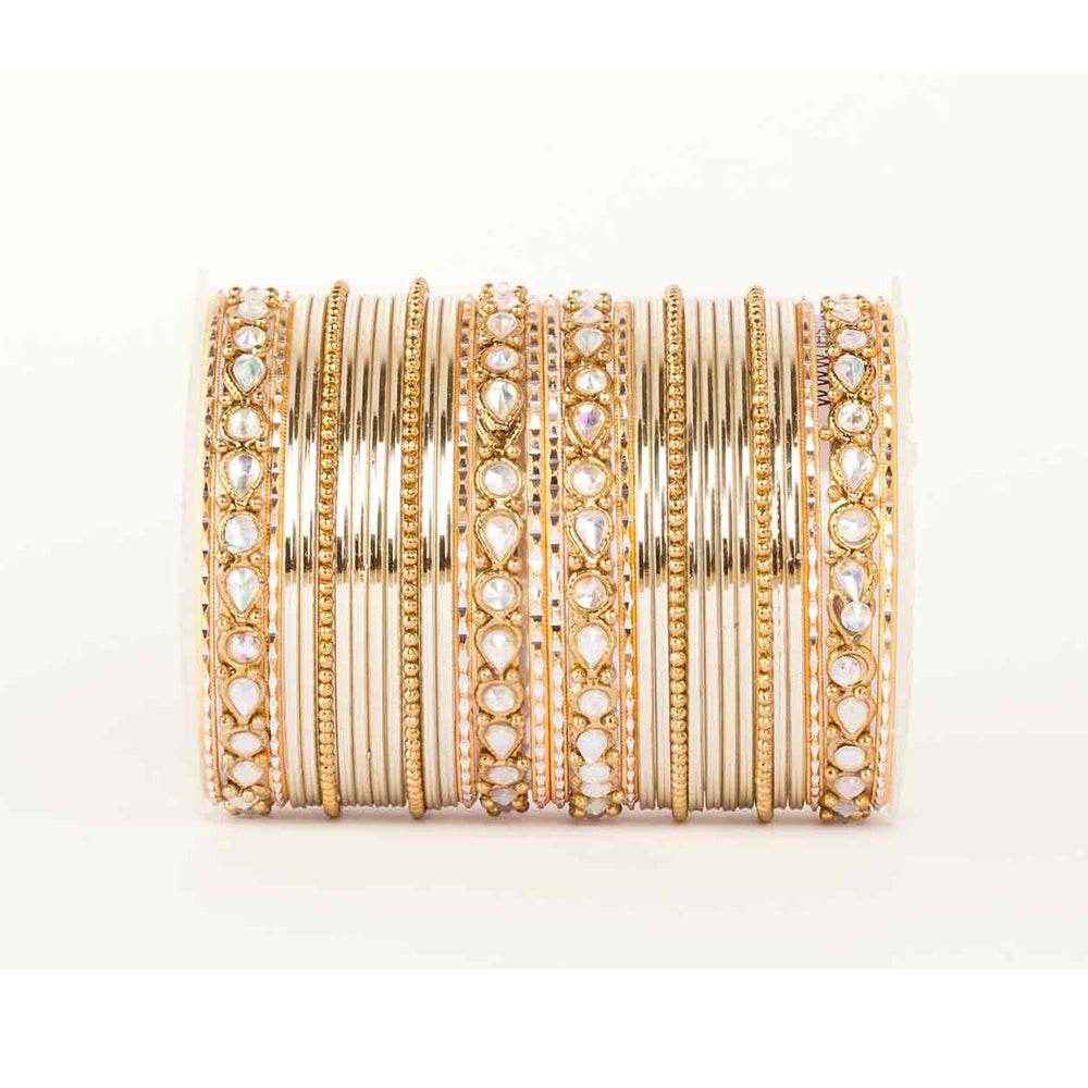 Kundan Gold Plating Bangle Set Golden All Bangle Sets T4 Jewels