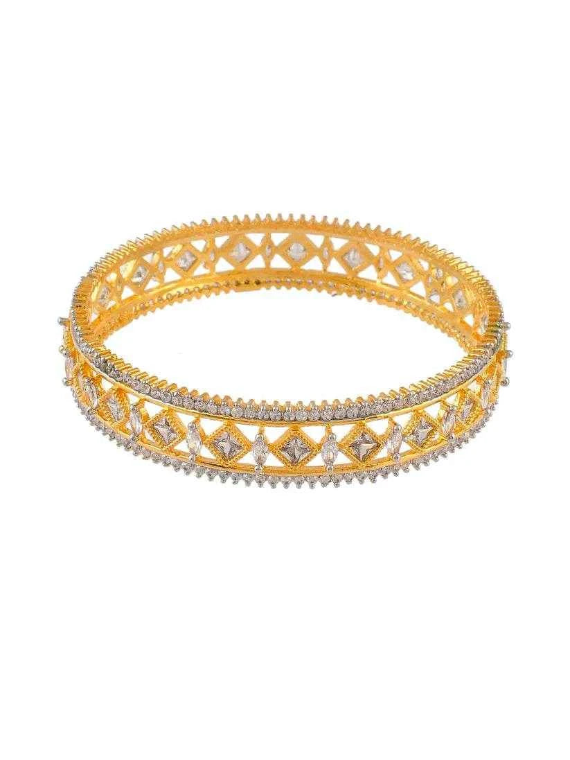 Set of 2 AD Gold Plated Kada Bangles for Women (AD-0017) AD Bangles T4 Jewels