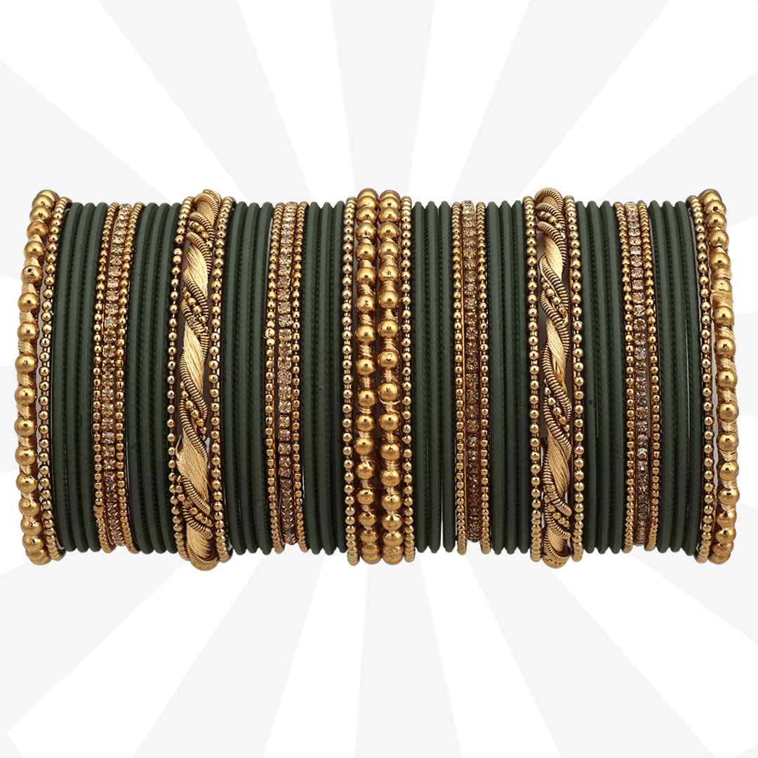 Komolika Bangle Set -BD GT Dark Green All Bangle Sets T4 Jewels