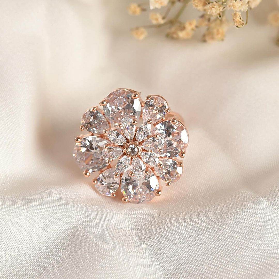 T4 Jewels Round Design American Diamond Ring - ADR0018 Rings T4 Jewels