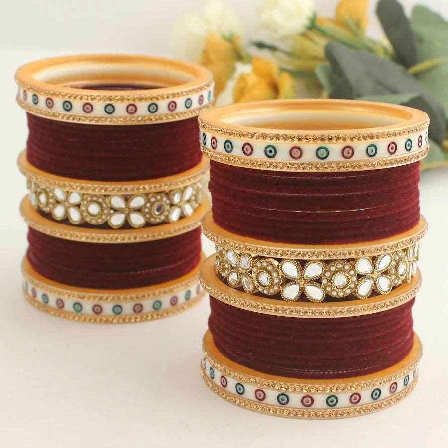 T4 Jewels Maroon Color Premium Bridal Chuda -Availbale In All Sizes (CH19Z) Bridal Chuda T4 Jewels