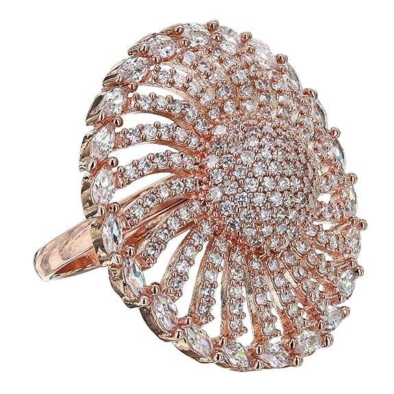 T4 Jewels Rose Gold Color American Diamond (AD) Ring - ADR001 Rings T4 Jewels